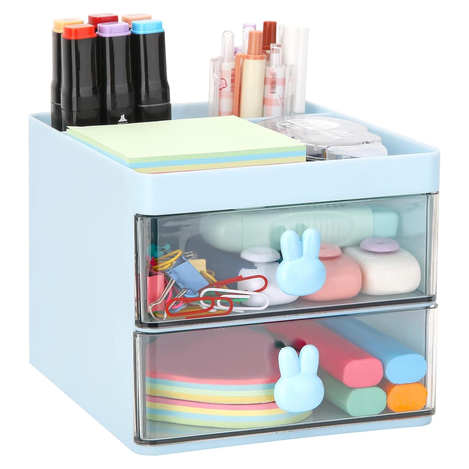 Organizador de Escritorio LETURE Azul con Cajones y Soporte