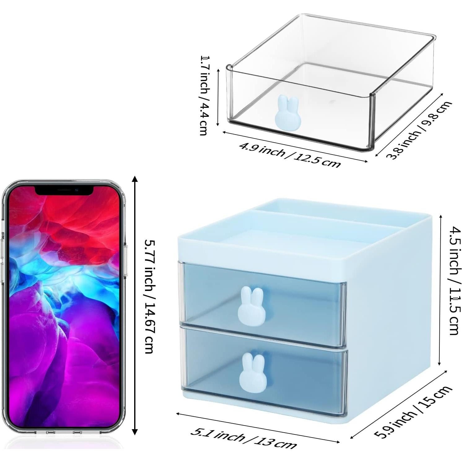 Organizador de Escritorio LETURE Azul con Cajones y Soporte