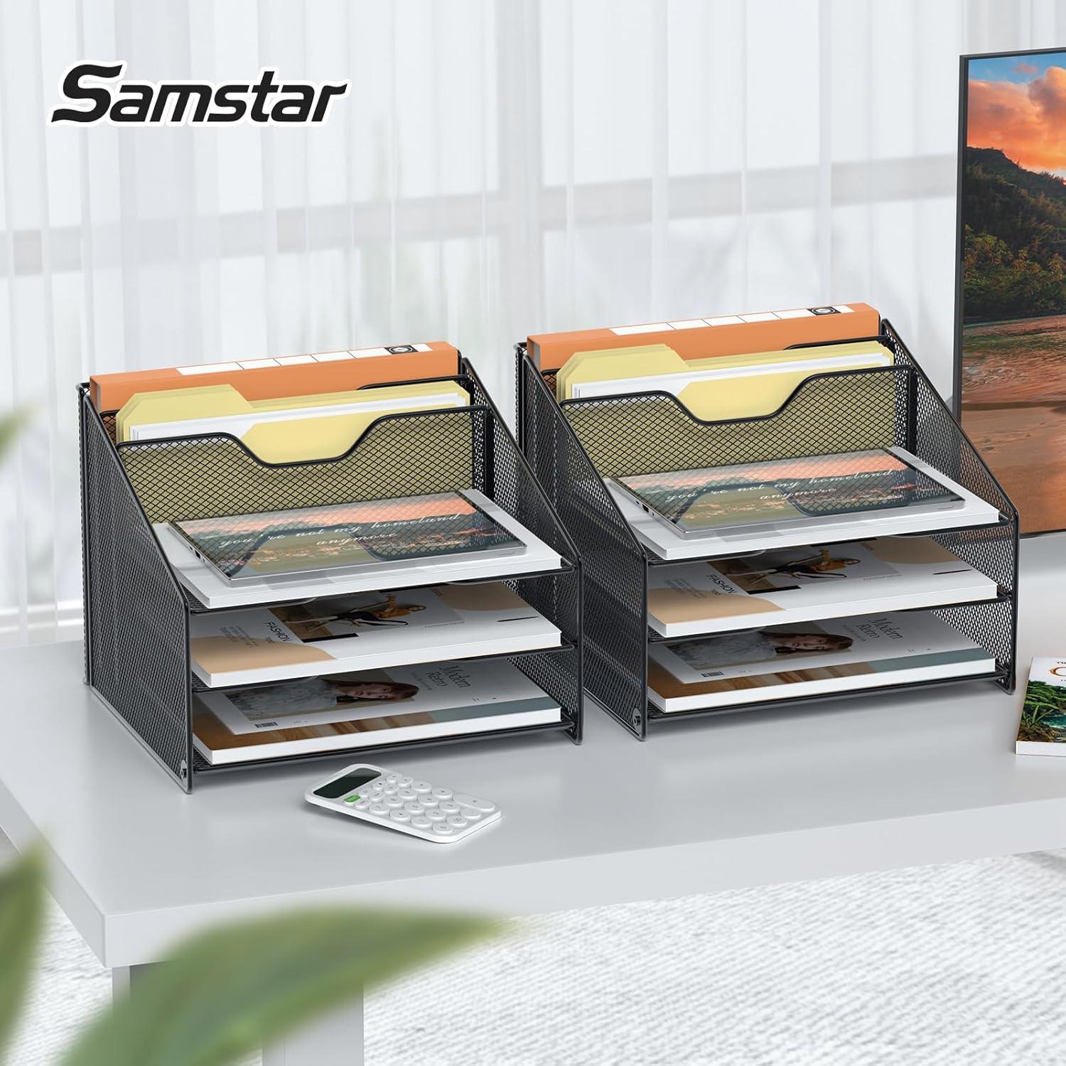 Organizador de Escritorio Samstar 2 Paquetes Malla Negro A4