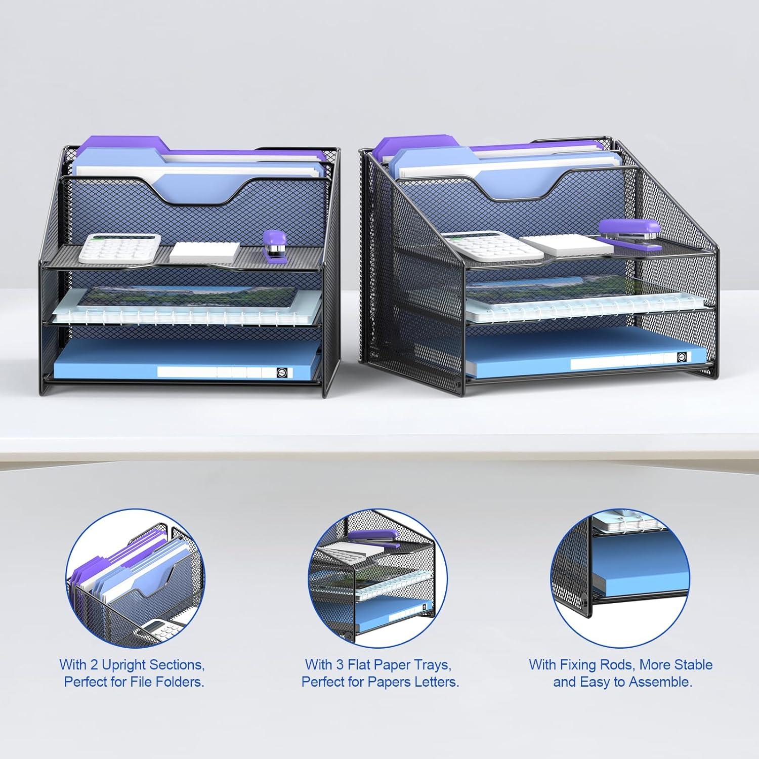 Organizador de Escritorio Samstar 2 Paquetes Malla Negro A4