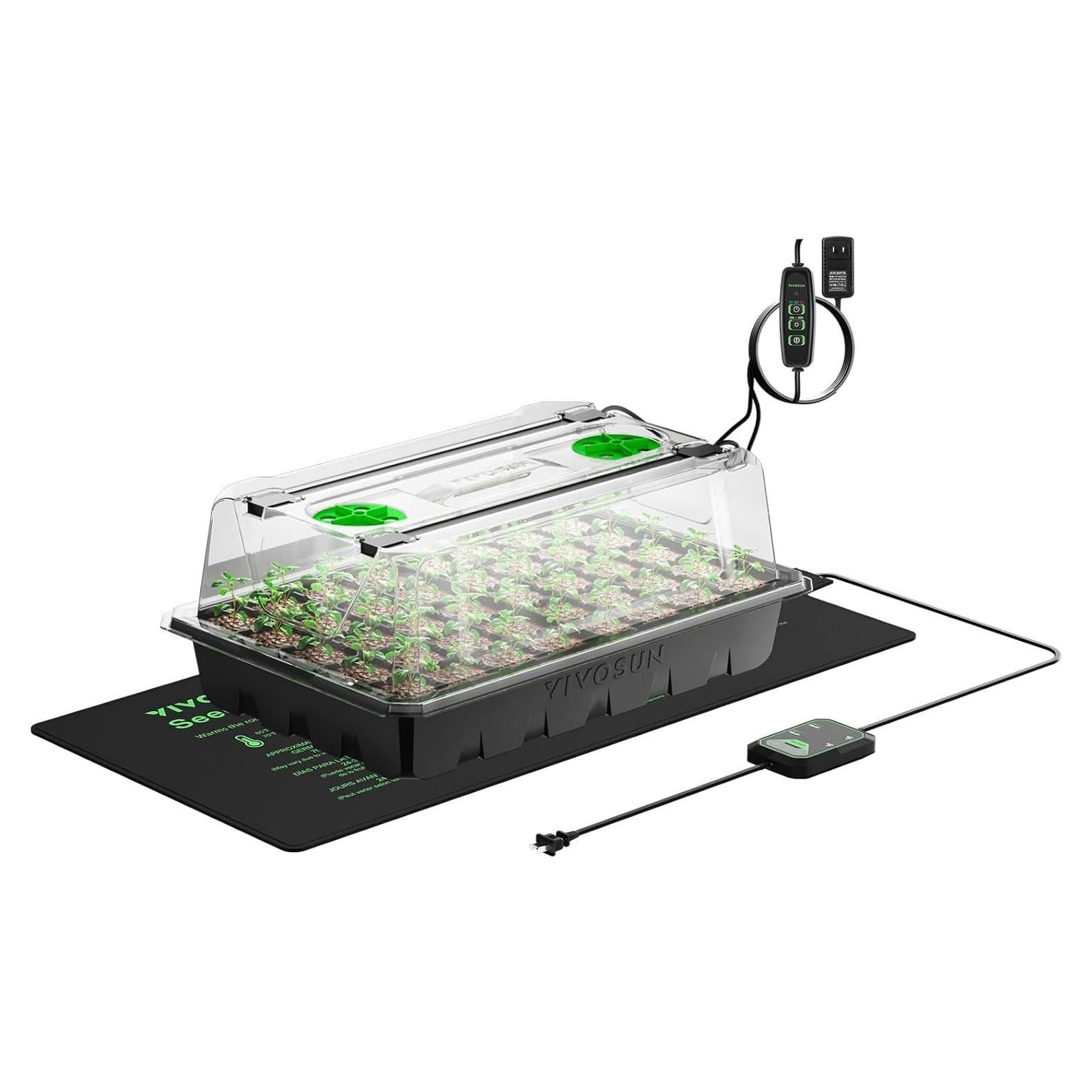 Bandeja de Inicio de Semillas VIVOSUN 40 Celdas con LED y Almohadilla Térmica