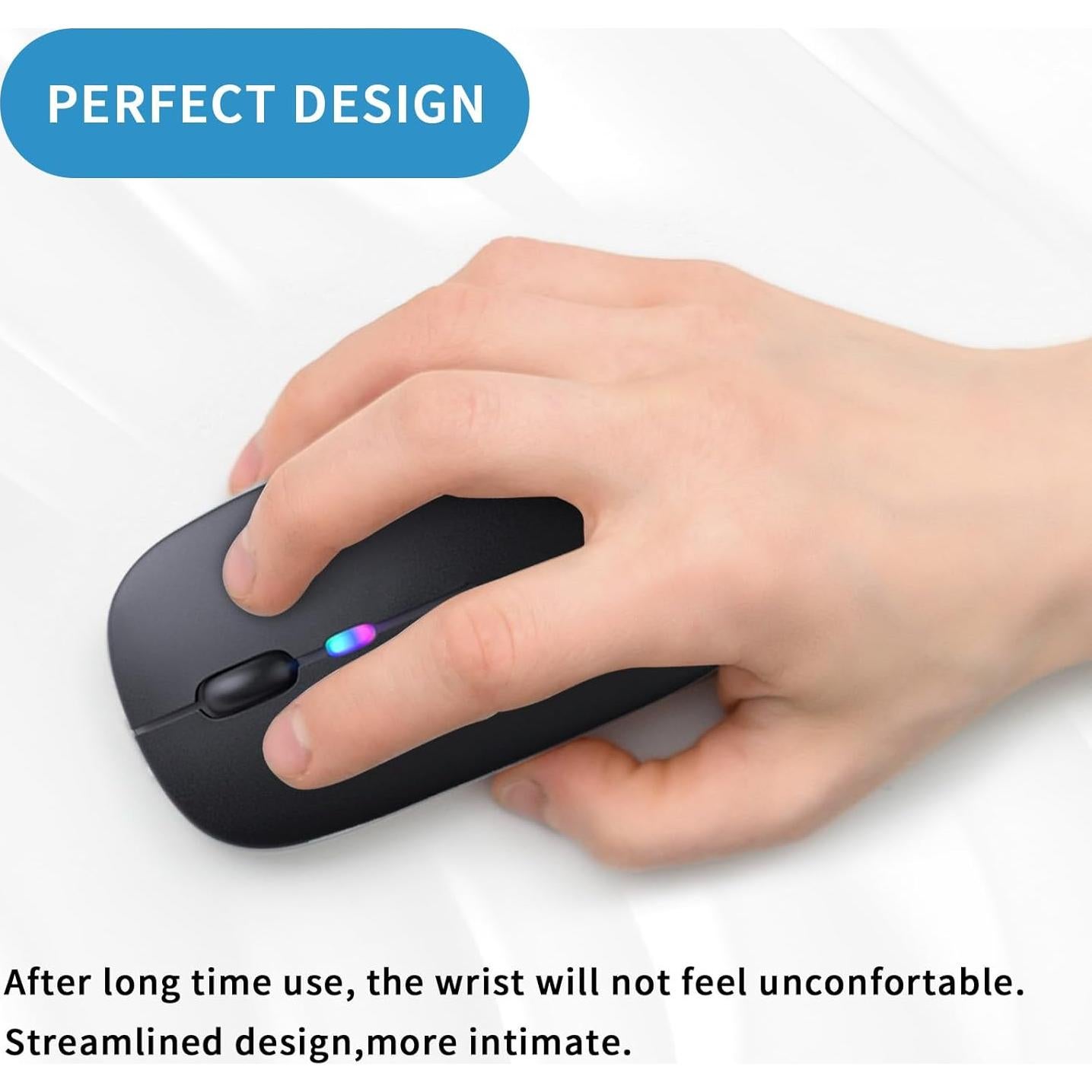 Ratón Inalámbrico Bluetooth Afaartcci Recargable Negro