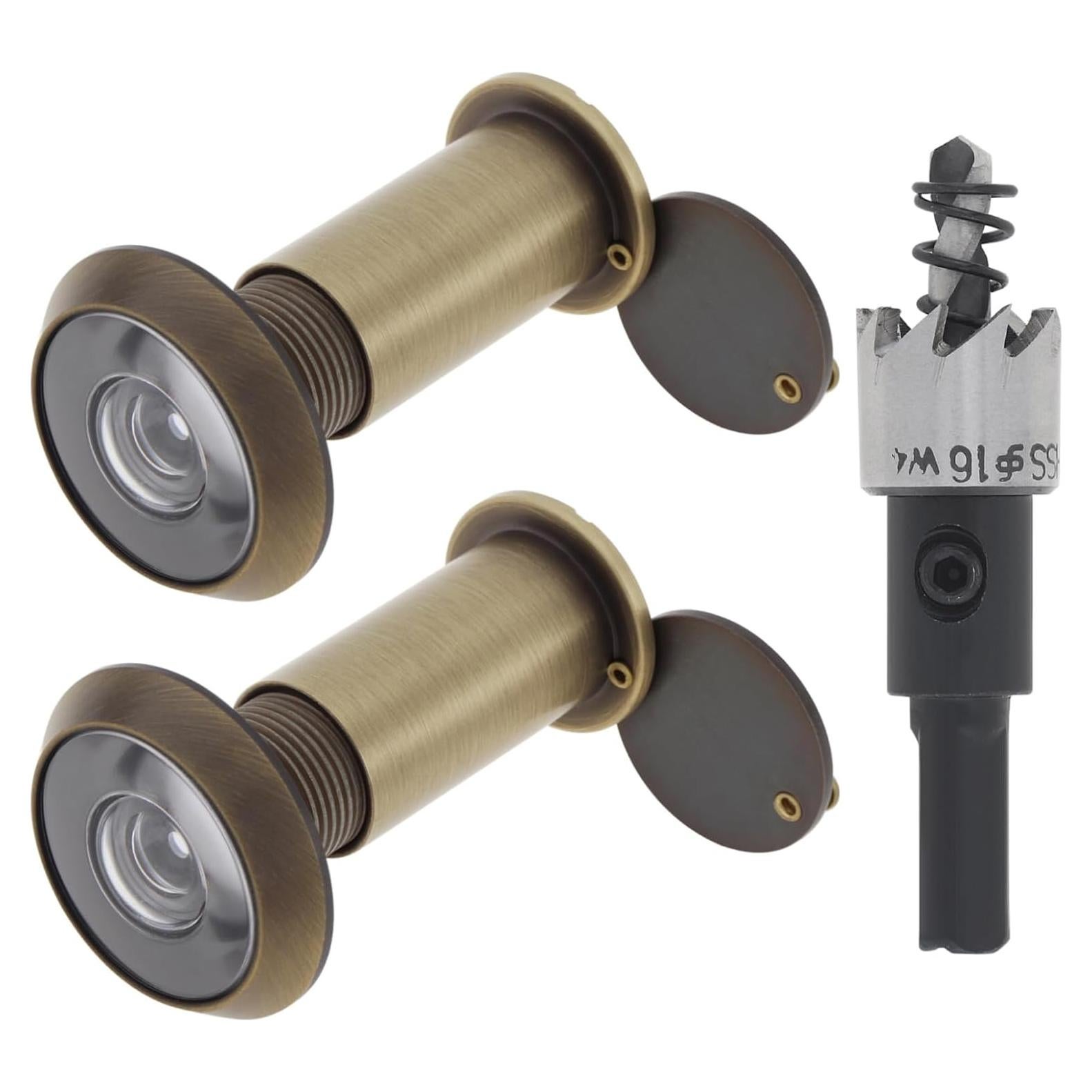 Mirador de Puerta de Latón HOJLKLD 200 Grados con Broca 16 mm