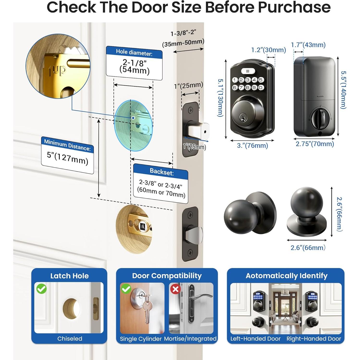 Cerradura Electrónica Veise KS01C con Teclado y 2 Perillas