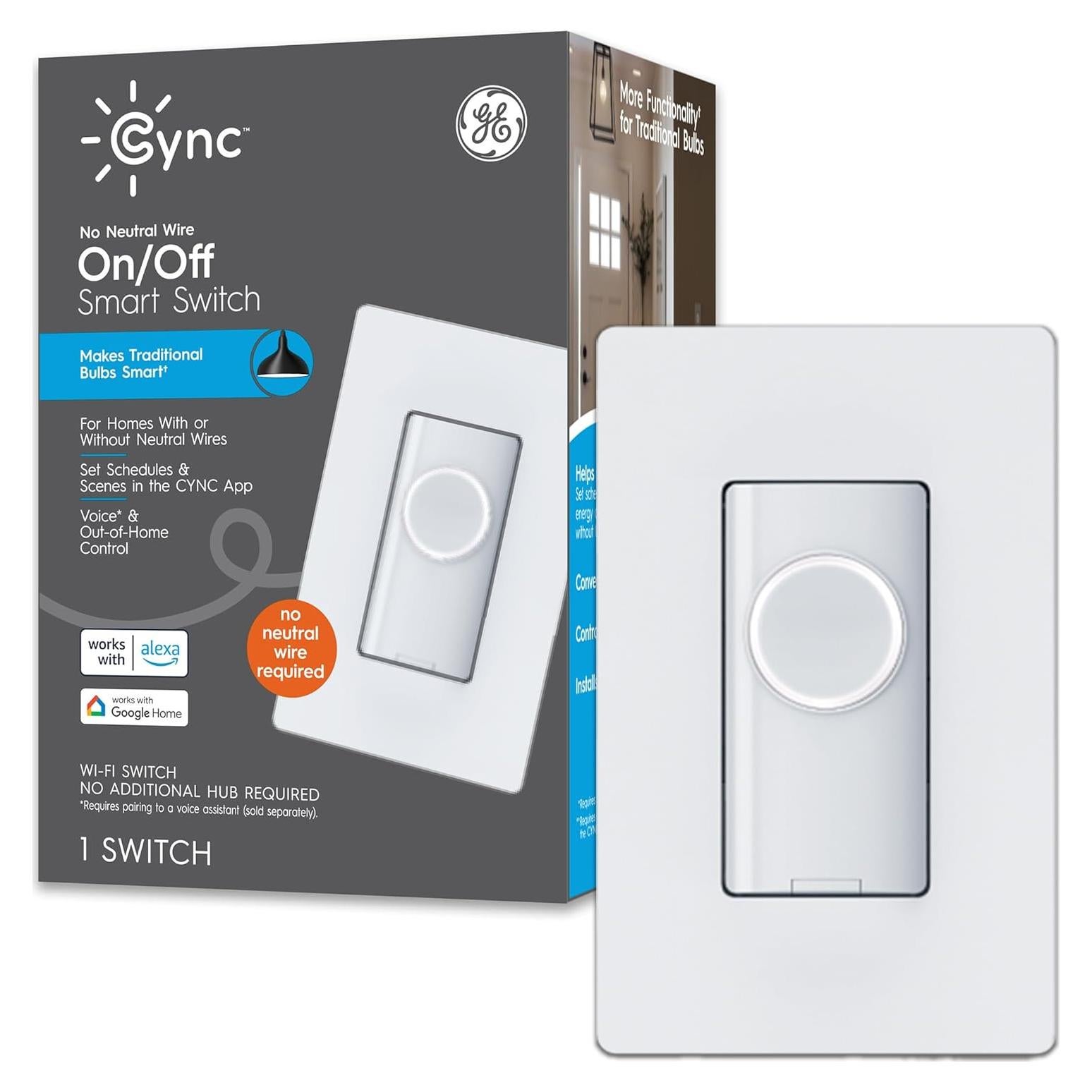 Interruptor de Luz Inteligente GE Cync Estilo Botón WiFi 2.4GHz