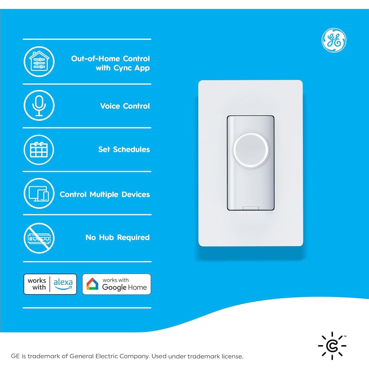 Interruptor de Luz Inteligente GE Cync Estilo Botón WiFi 2.4GHz