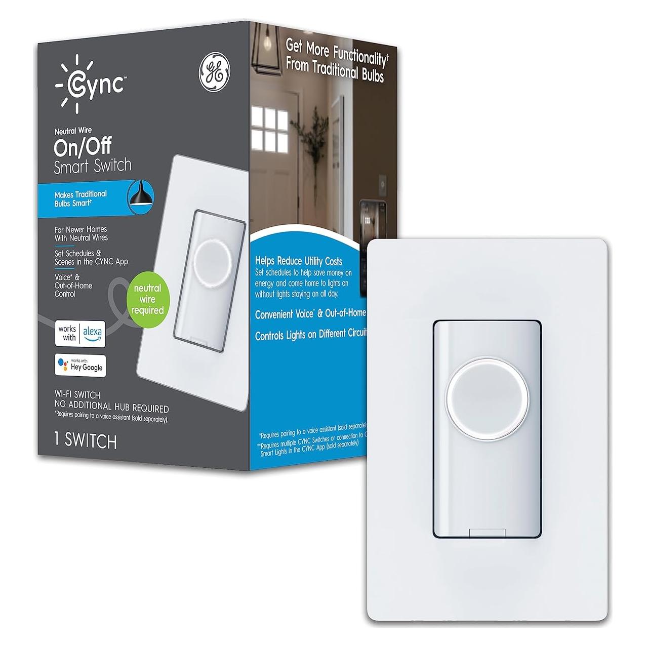 Interruptor Inteligente GE Cync On/Off 4 Hilos Bluetooth Wi-Fi