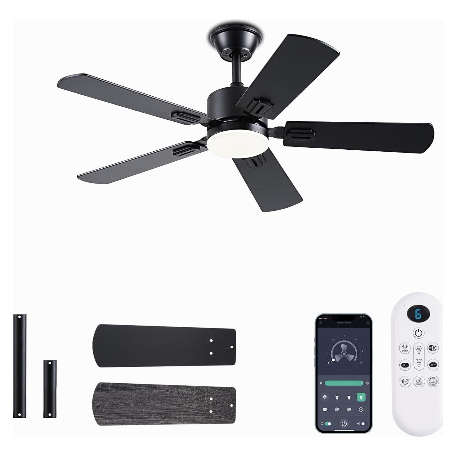 Ventilador de Techo Moderno FUMLTP 106.68 cm con Luz LED y Control Remoto