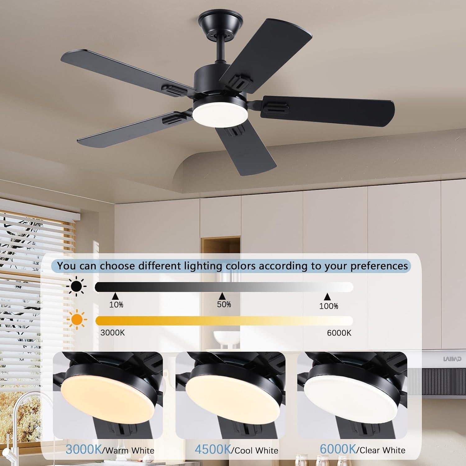 Ventilador de Techo Moderno FUMLTP 106.68 cm con Luz LED y Control Remoto