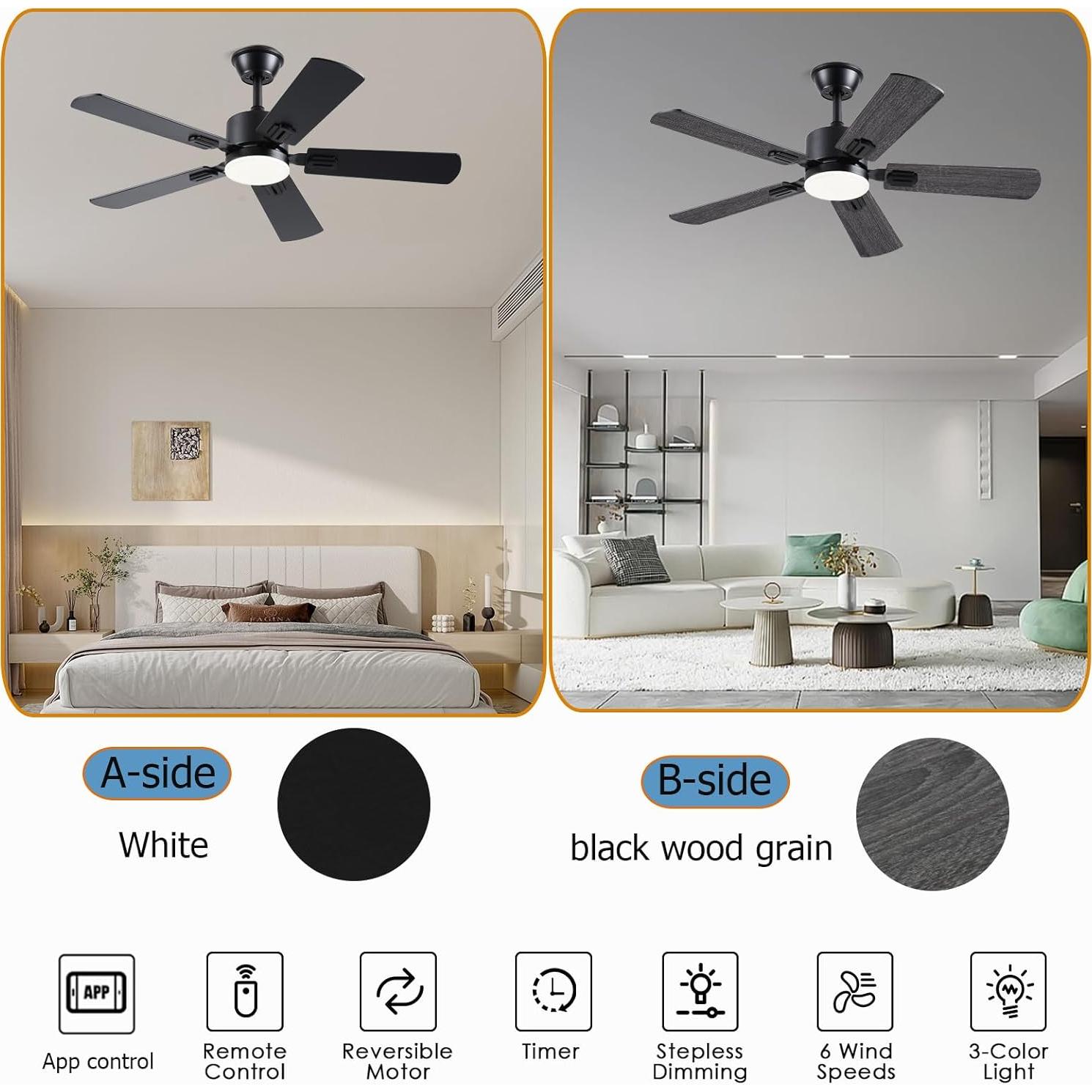 Ventilador de Techo Moderno FUMLTP 106.68 cm con Luz LED y Control Remoto