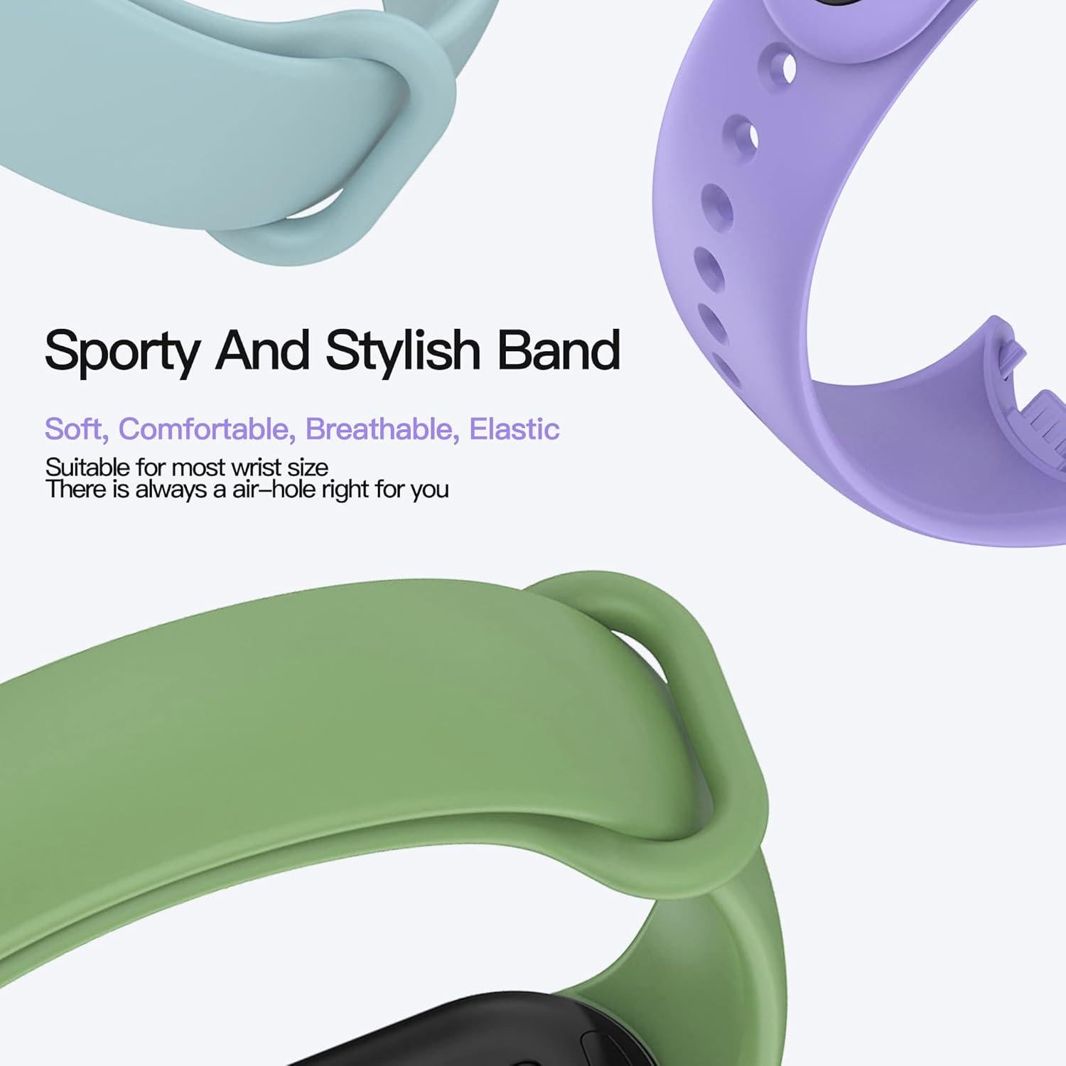 Correa AWINNER para Xiaomi Mi Band 8 Silicona Verde/Cian/Púrpura