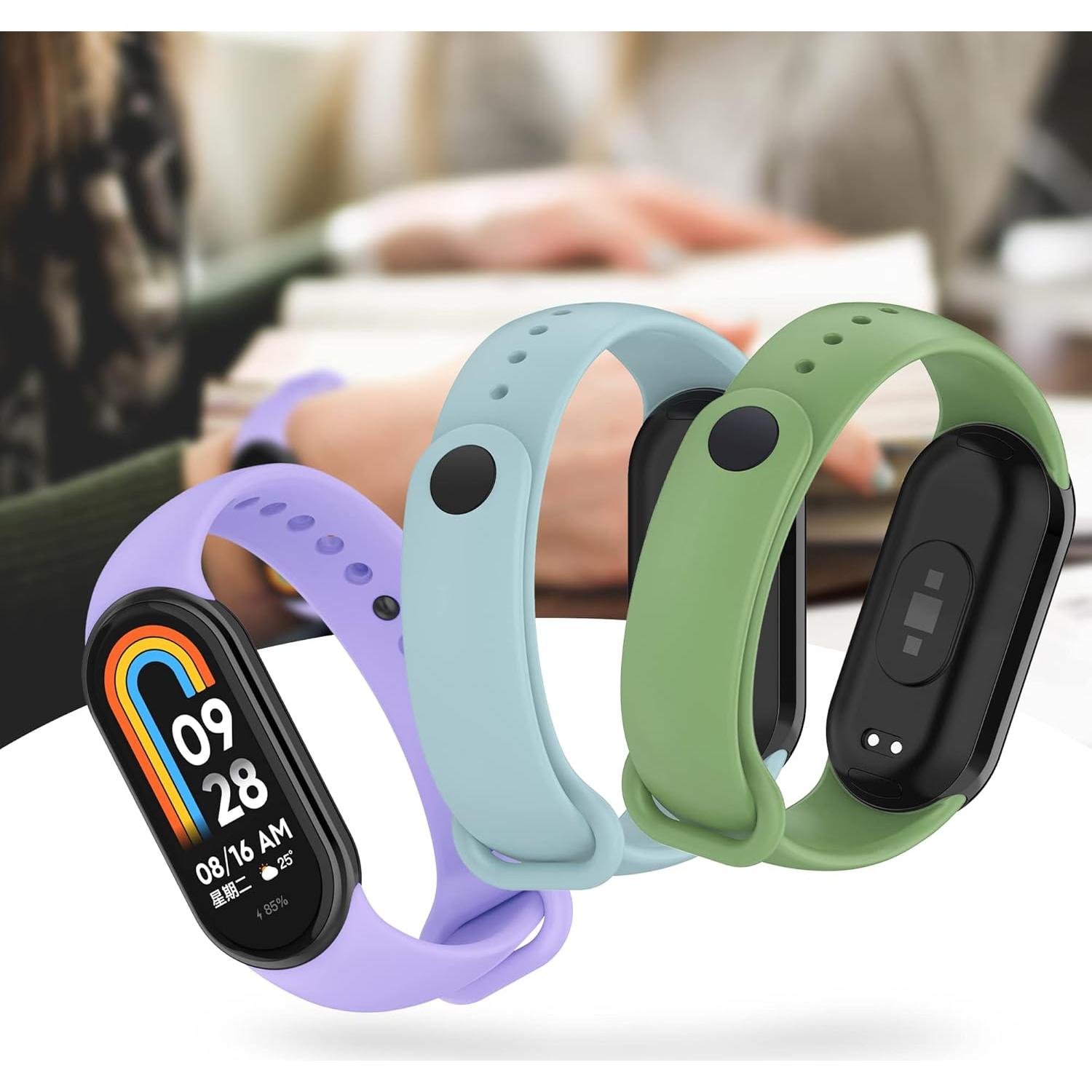 Correa AWINNER para Xiaomi Mi Band 8 Silicona Verde/Cian/Púrpura