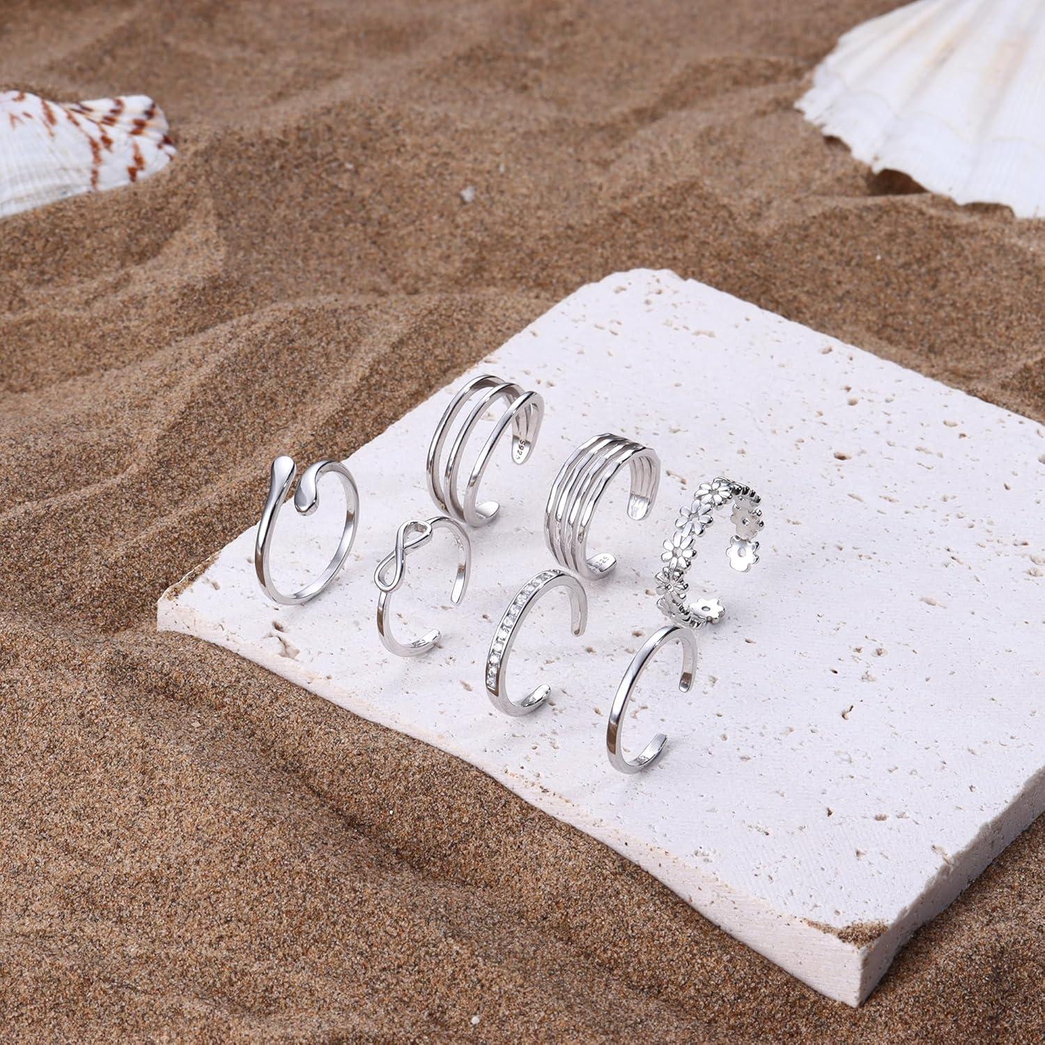 Anillos de dedo del pie de plata esterlina 925 Milacolato oro blanco