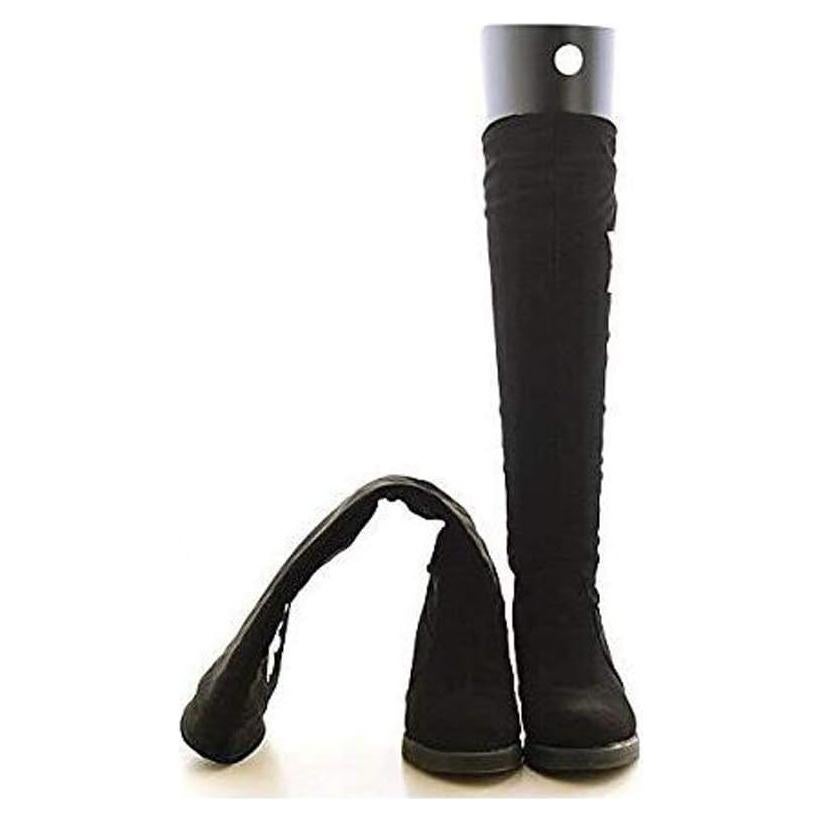 2Pairs Black Plastic Thicken Long Automatic Stand Support Shaper Shoe Trees Tall Short Boot Shaper Inserts Pads Knee High Shoes Thigh Boot Holder Hanger for Women Lady Most Shoes(8inch/24cm)