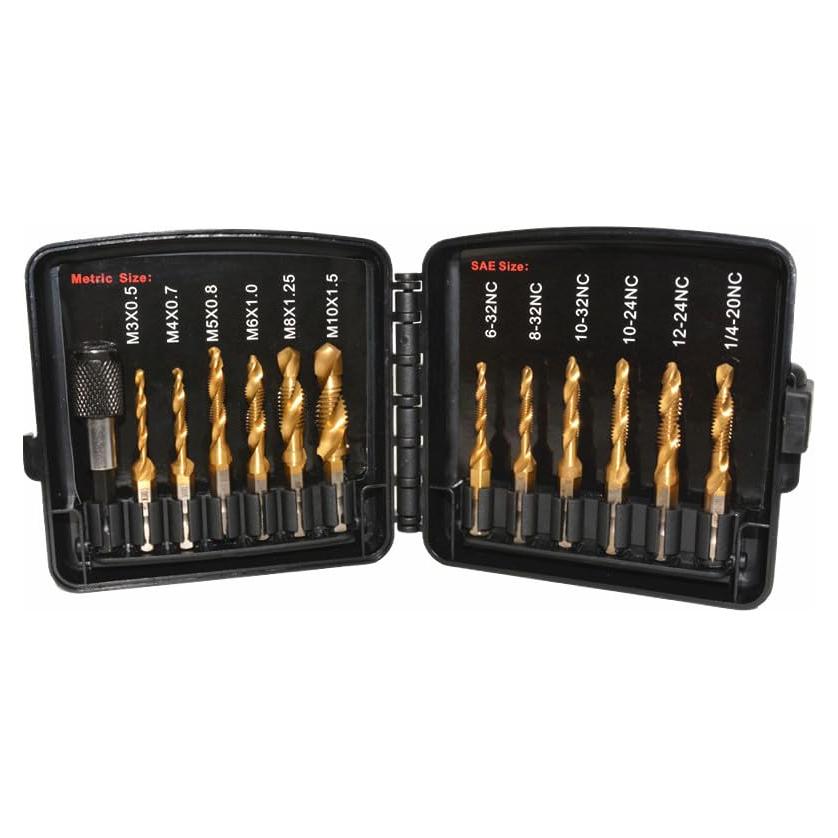 Juego de Brocas y Machos Herism 13 Piezas Acero Titanio