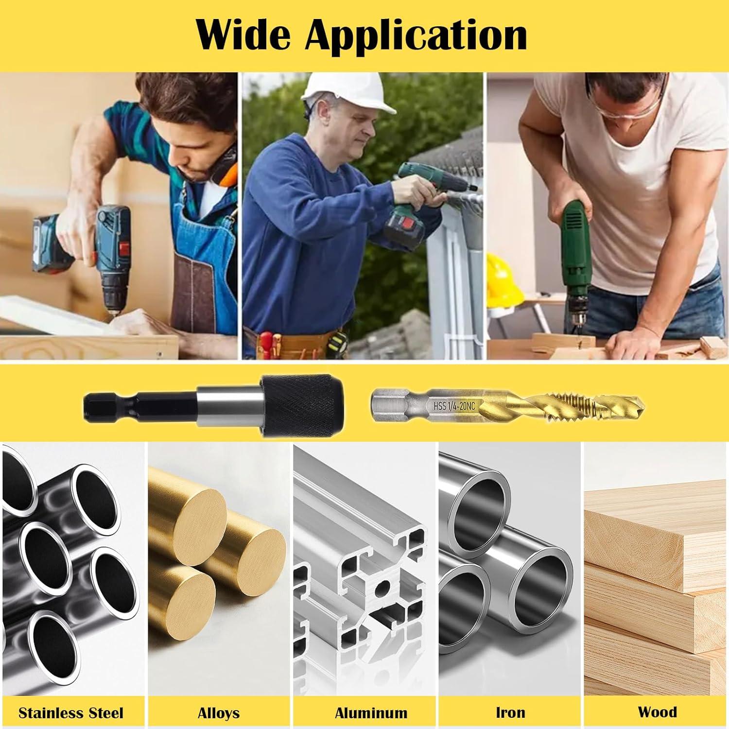 Juego de Brocas y Machos Herism 13 Piezas Acero Titanio