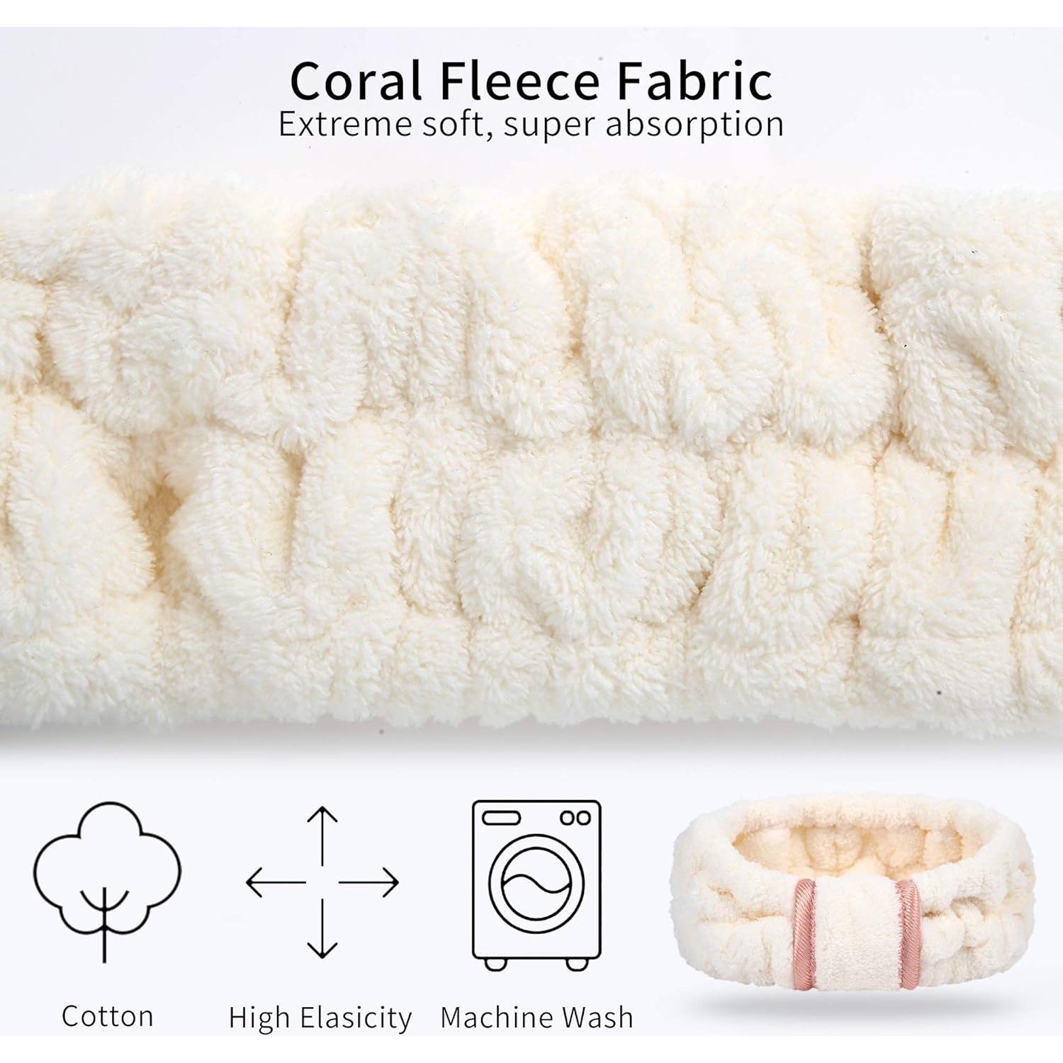 Paquete de 3 diademas de microfibra DOOBO para spa - Suaves y ajustables