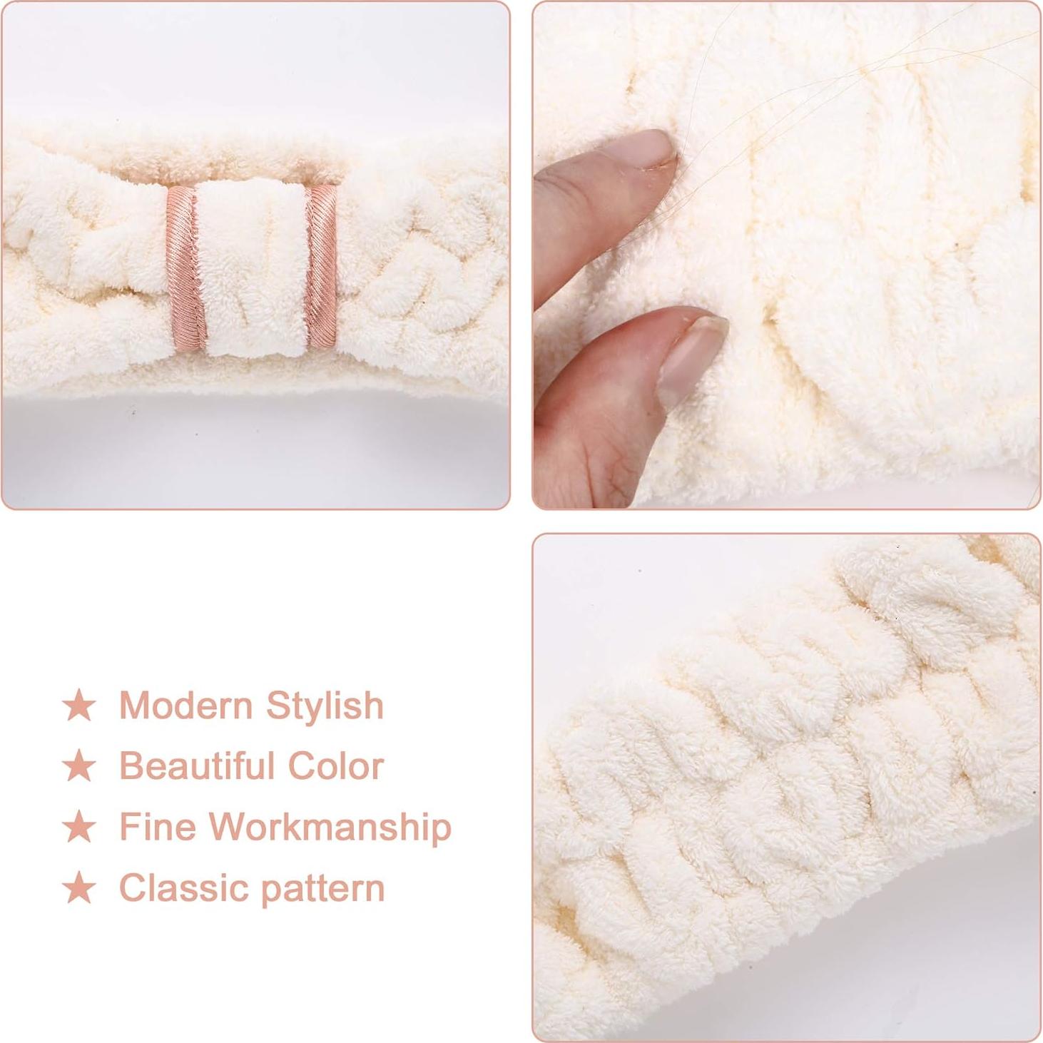 Paquete de 3 diademas de microfibra DOOBO para spa - Suaves y ajustables