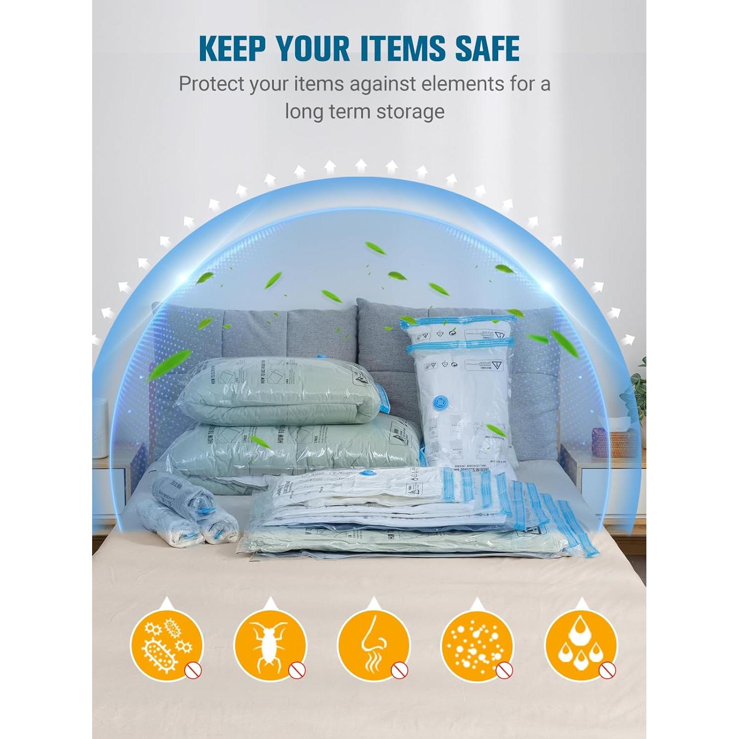 Bolsas de Almacenamiento al Vacío WANALIT 32 Piezas con Bomba