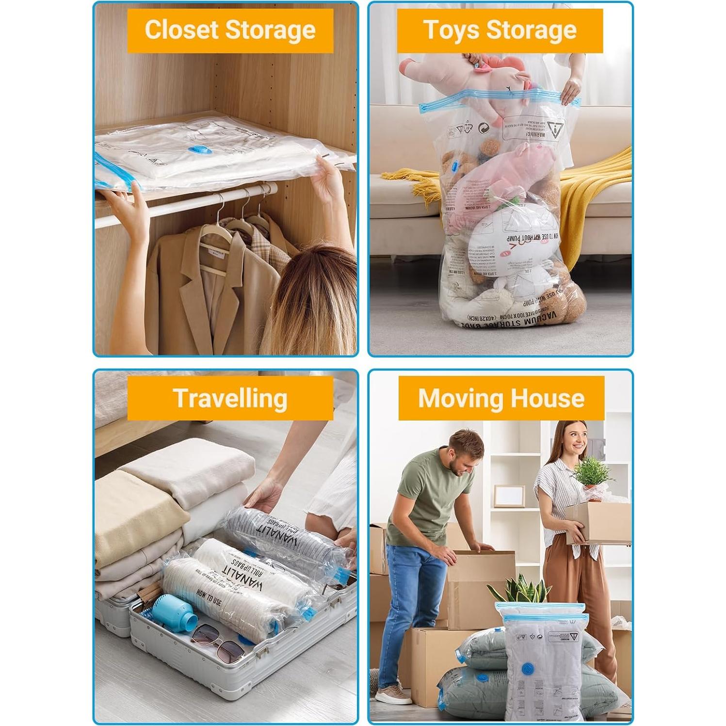 Bolsas de Almacenamiento al Vacío WANALIT 32 Piezas con Bomba