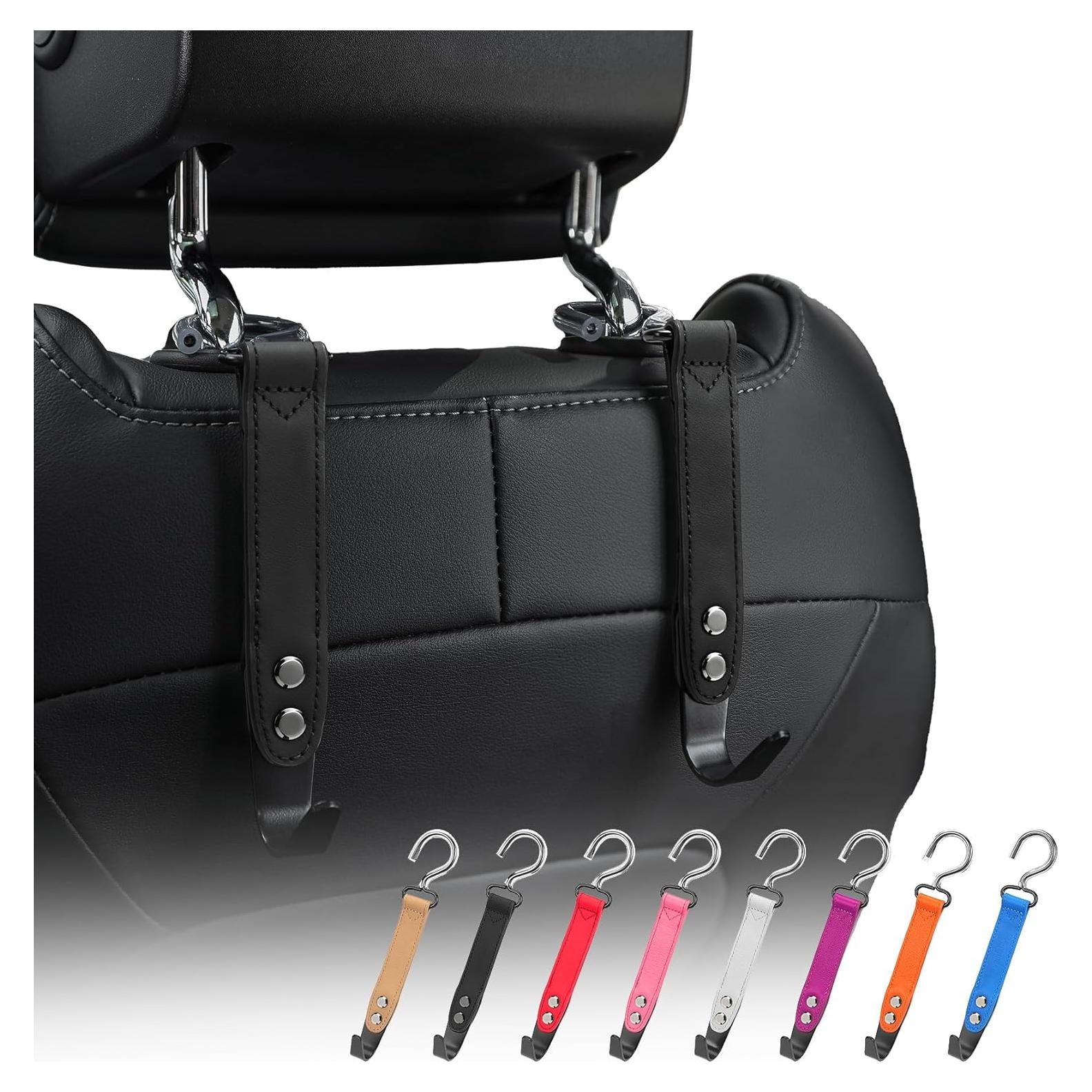 Ganchos para Bolso de Auto Compuda - 2 Piezas de Cuero Negro