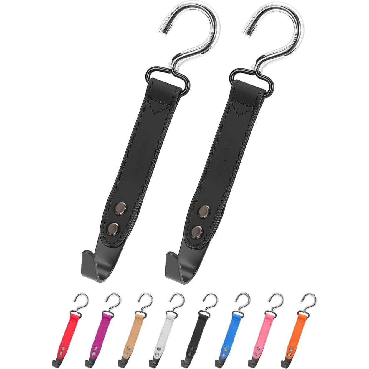 Ganchos para Bolso de Auto Compuda - 2 Piezas de Cuero Negro