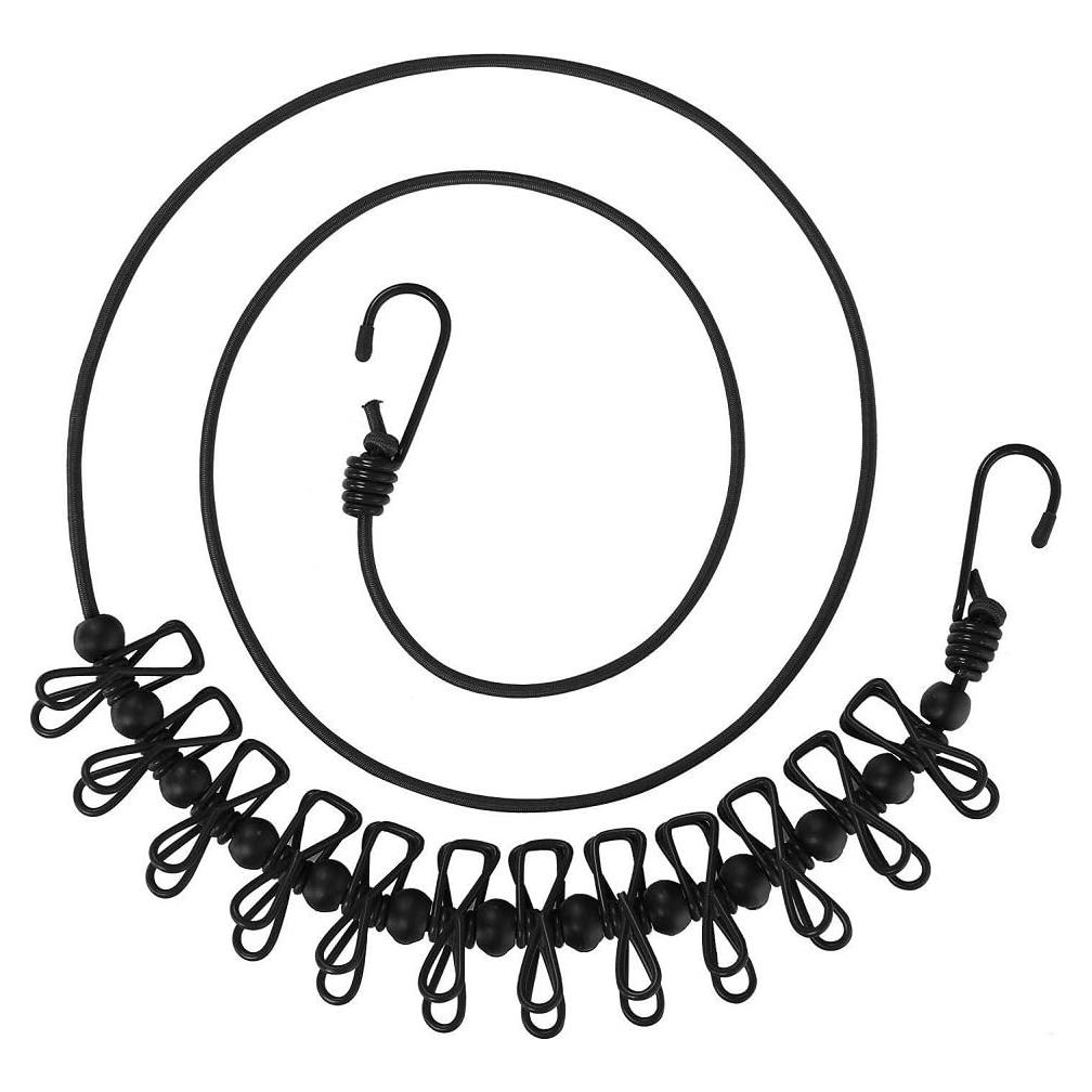 Cuerda de Ropa Portátil AIKESIWAY 1.8m Ajustable con 12 Clips