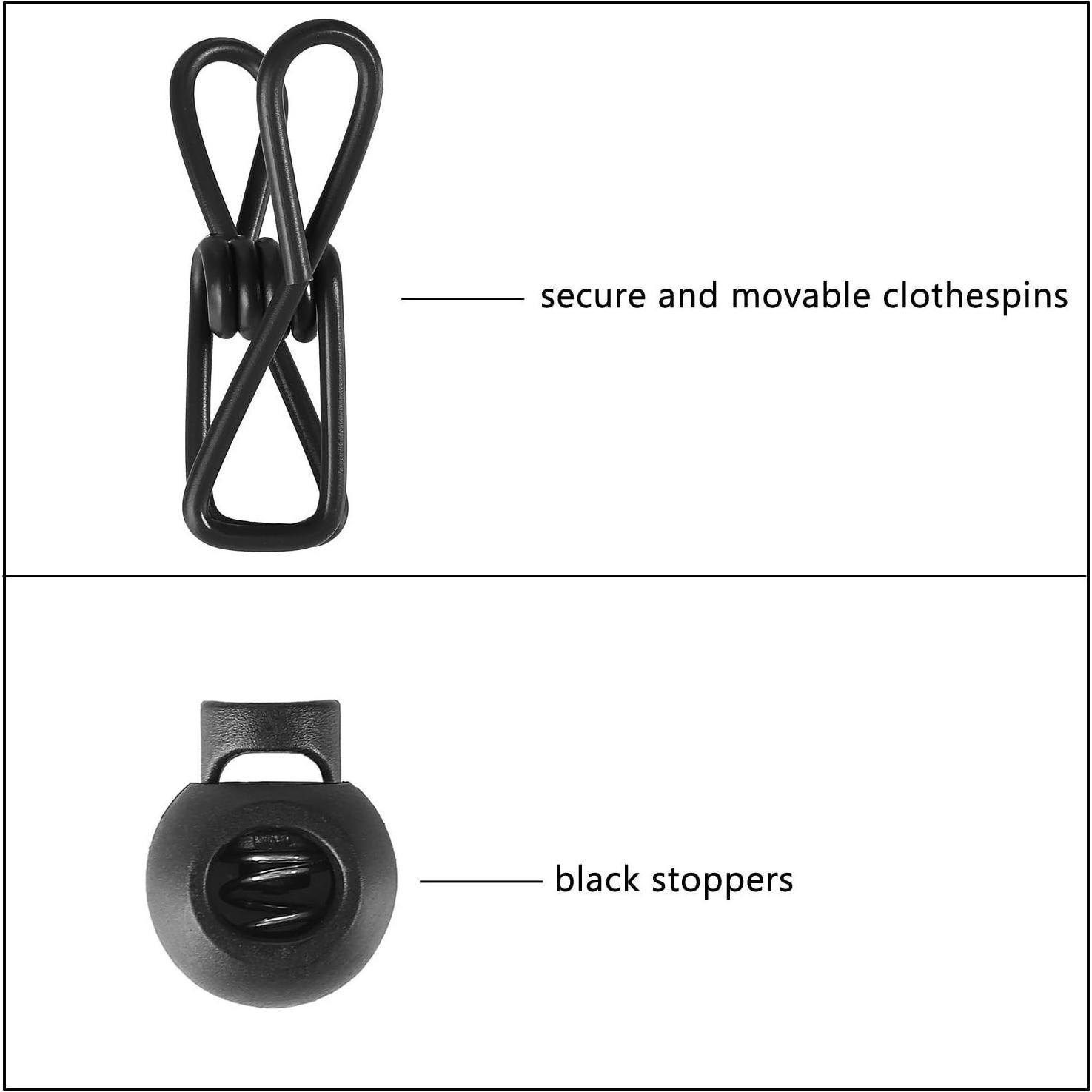 Cuerda de Ropa Portátil AIKESIWAY 1.8m Ajustable con 12 Clips