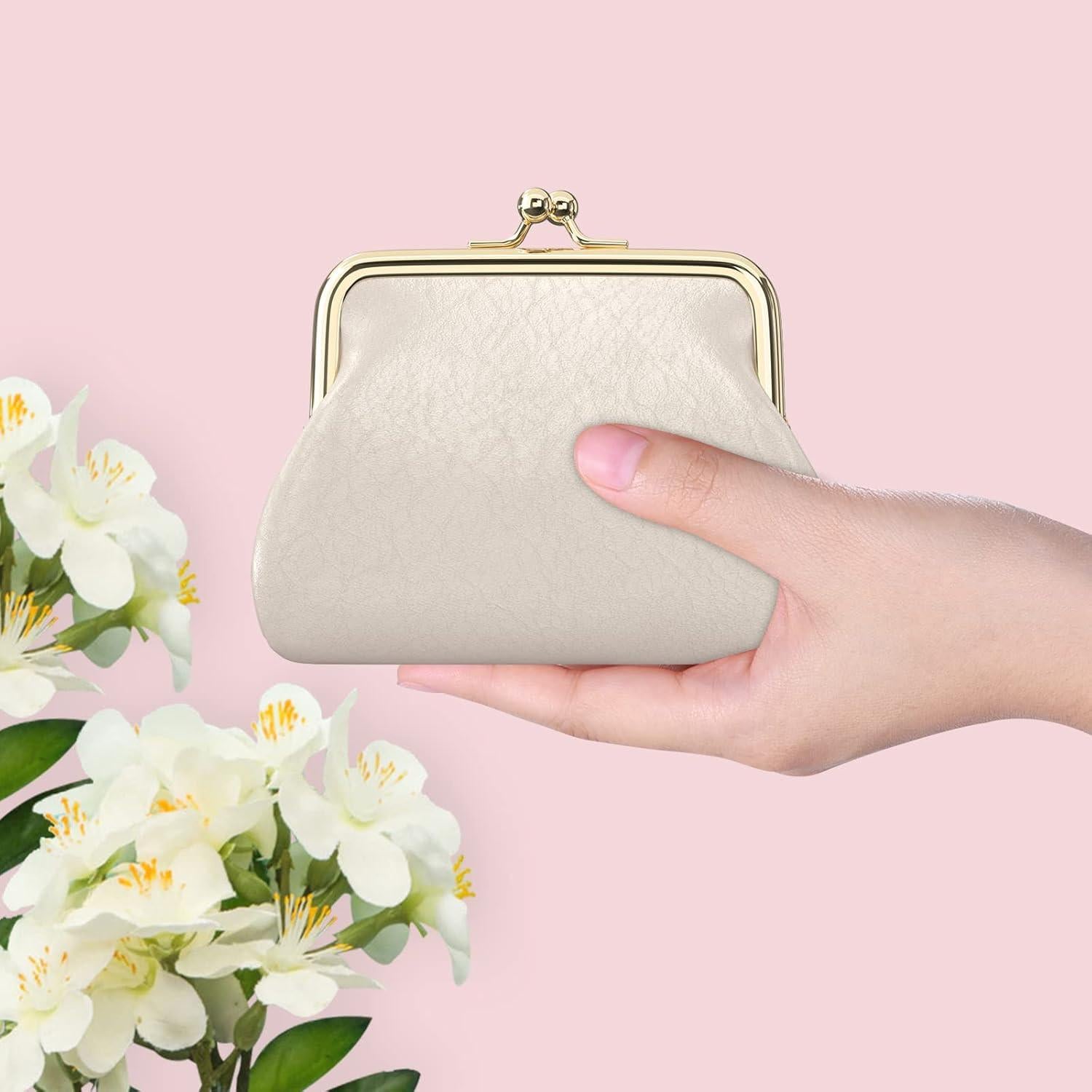 Monedero de Cuero PU Nipichsha Albaricoque Compacto 13.5x11.4cm