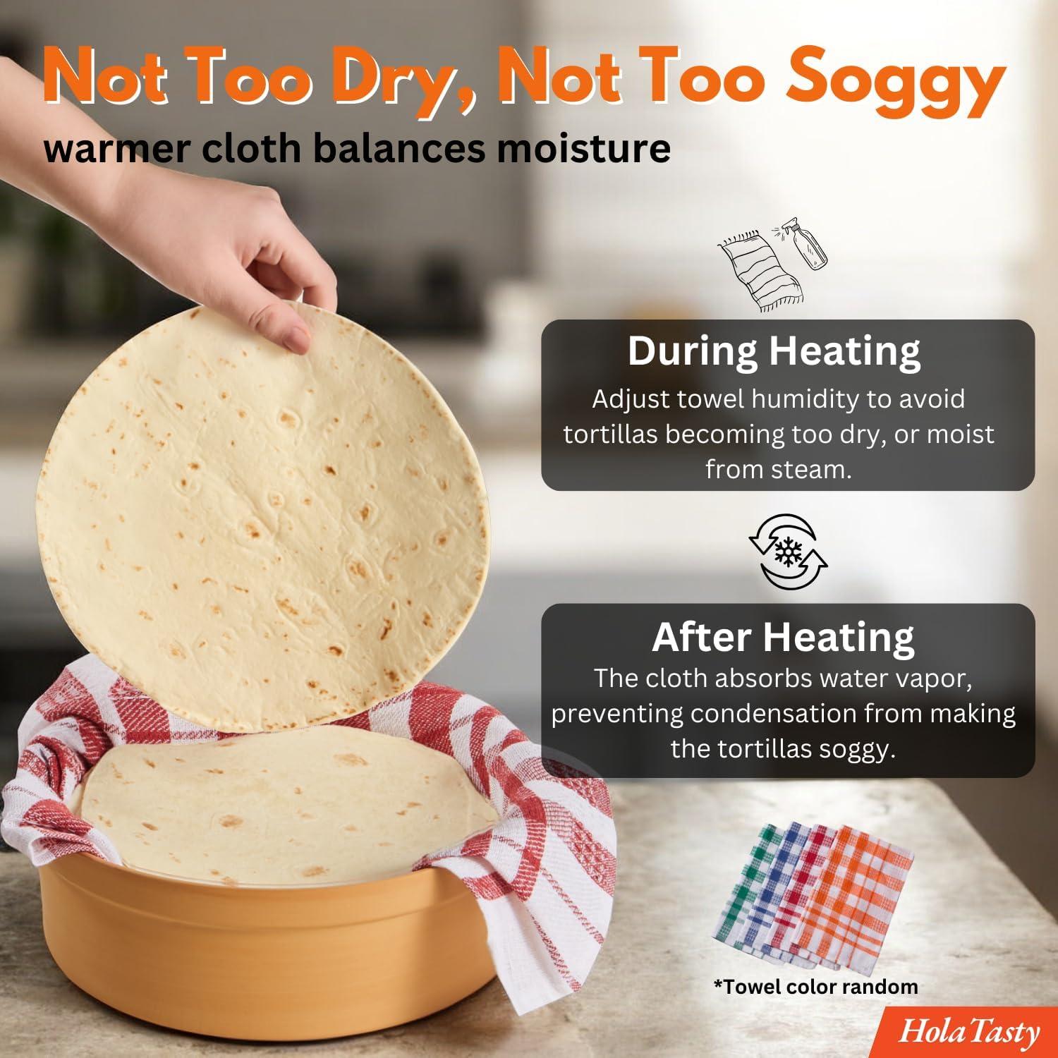 Authentic Terracotta Tortilla Warmer w Decorative Lid, Mexican Terra Cotta Tortilla Holder w Warmer Cloth, Traditional Clay Tortillas Keeper Heater & Tortillero, Arabesque