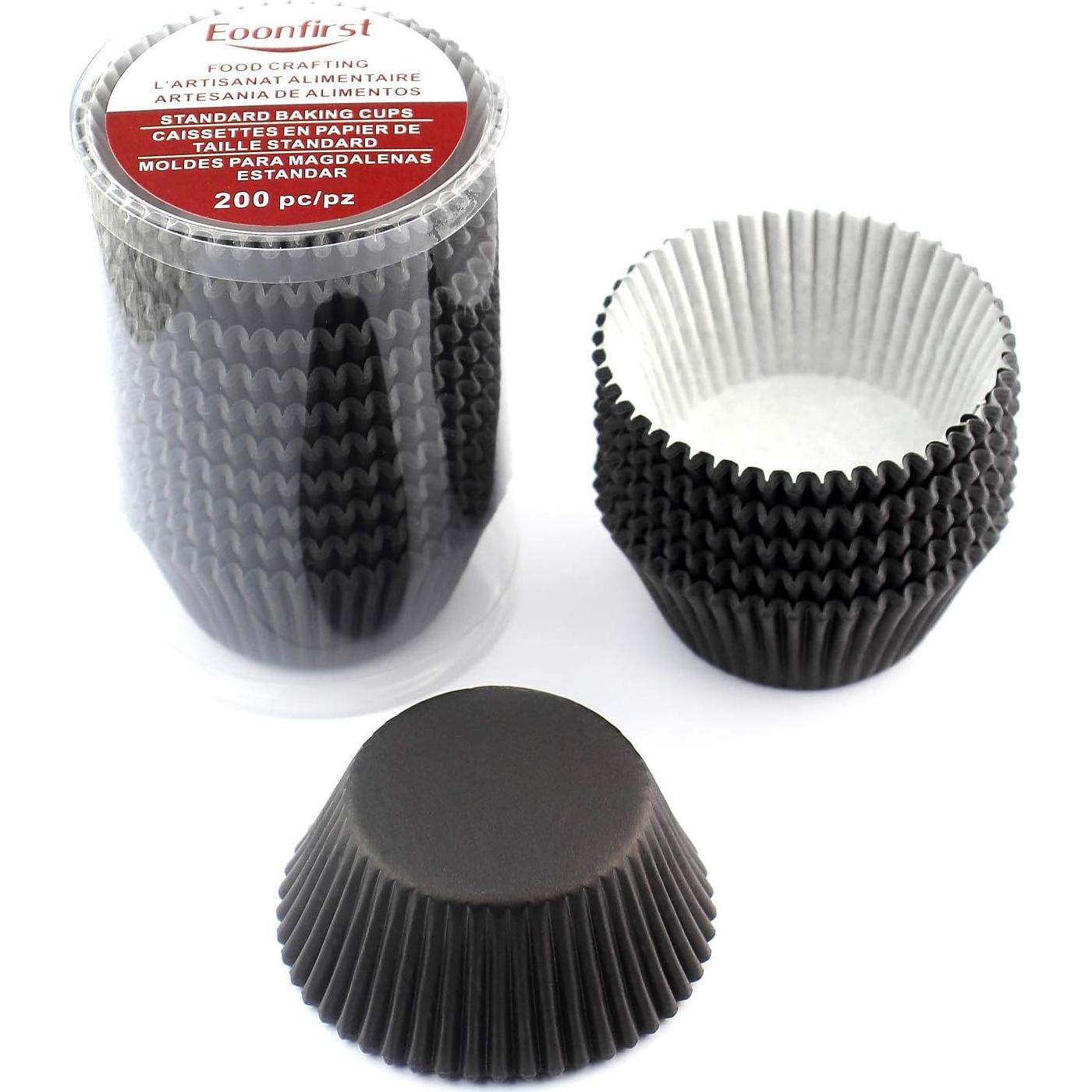 Moldes para Hornear Eoonfirst 200 Pcs Estándar Negros
