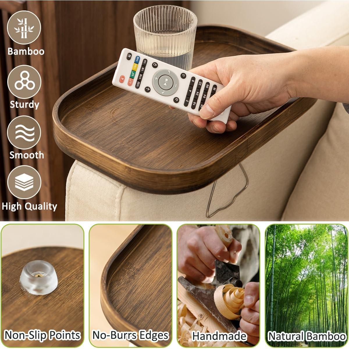 Mesa de brazo de sofá DECKALY de bambú Elipse 7.6x7.6cm