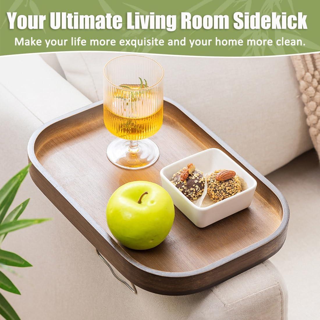 Mesa de brazo de sofá DECKALY de bambú Elipse 7.6x7.6cm