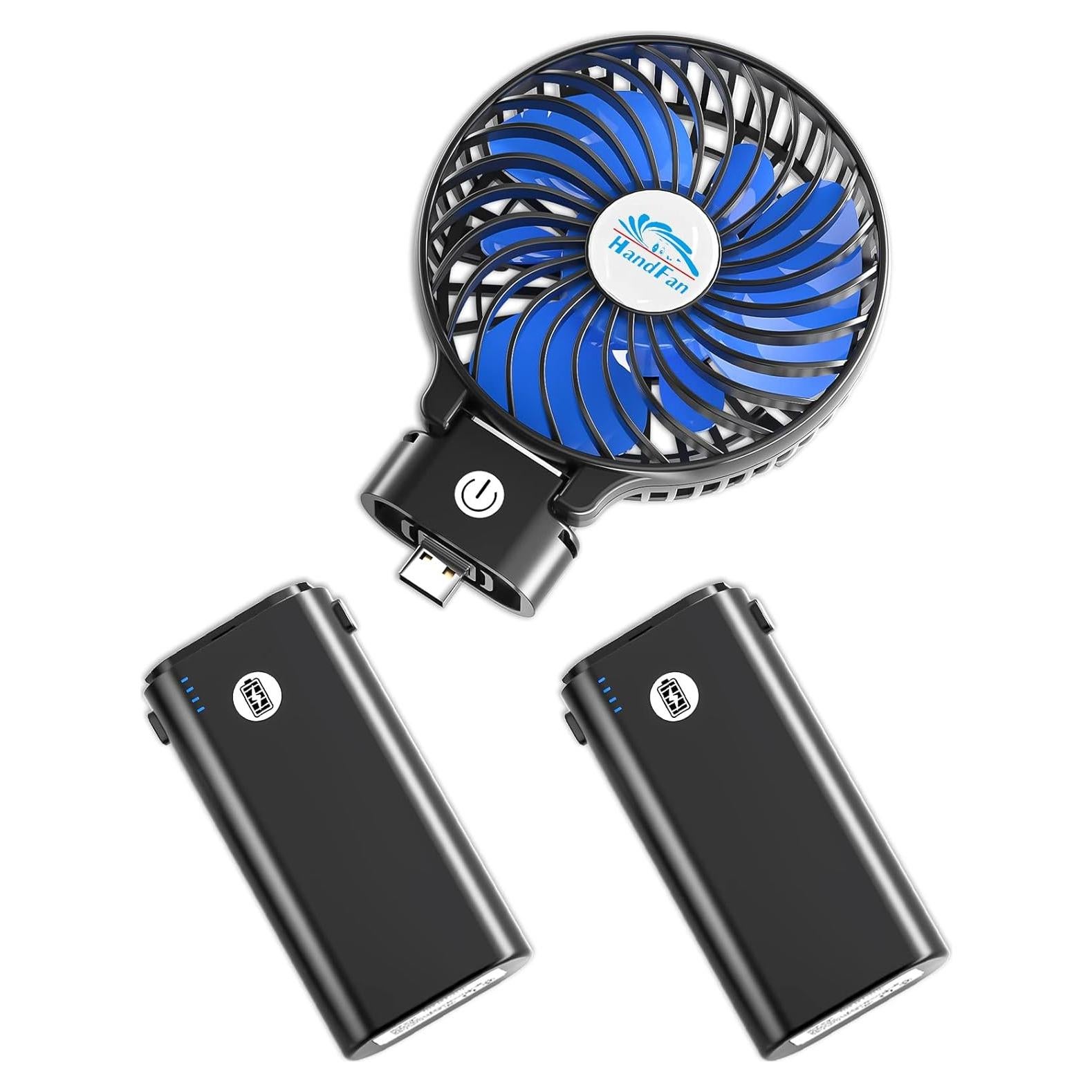 Ventilador de Mano Recargable 10400mAh Portátil Azul