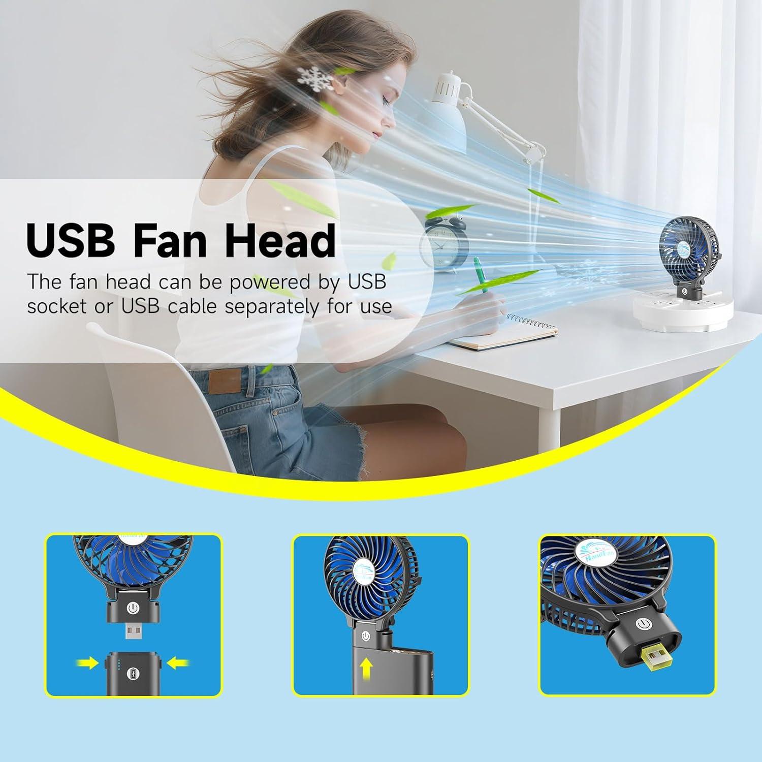 Ventilador de Mano Recargable 10400mAh Portátil Azul