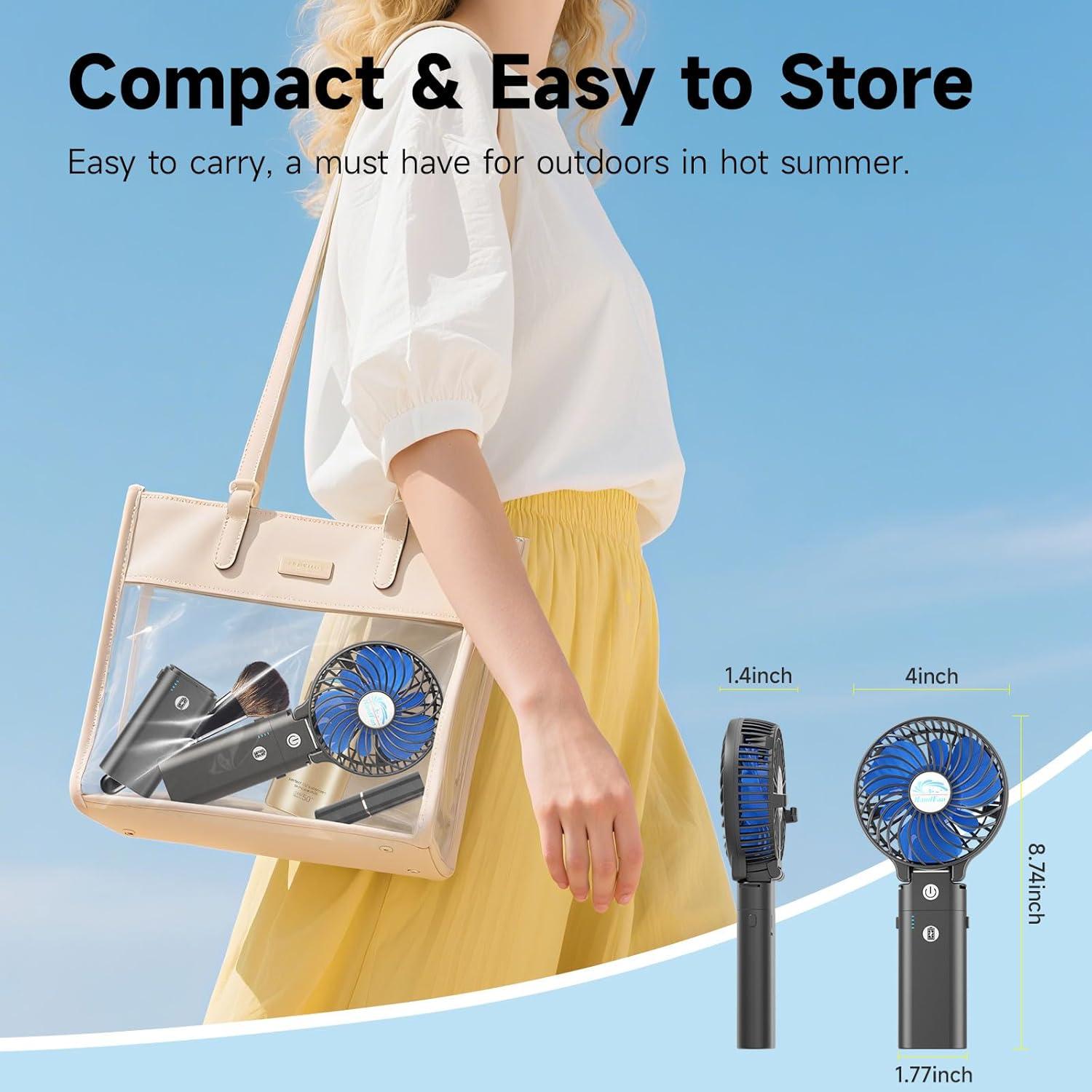 Ventilador de Mano Recargable 10400mAh Portátil Azul