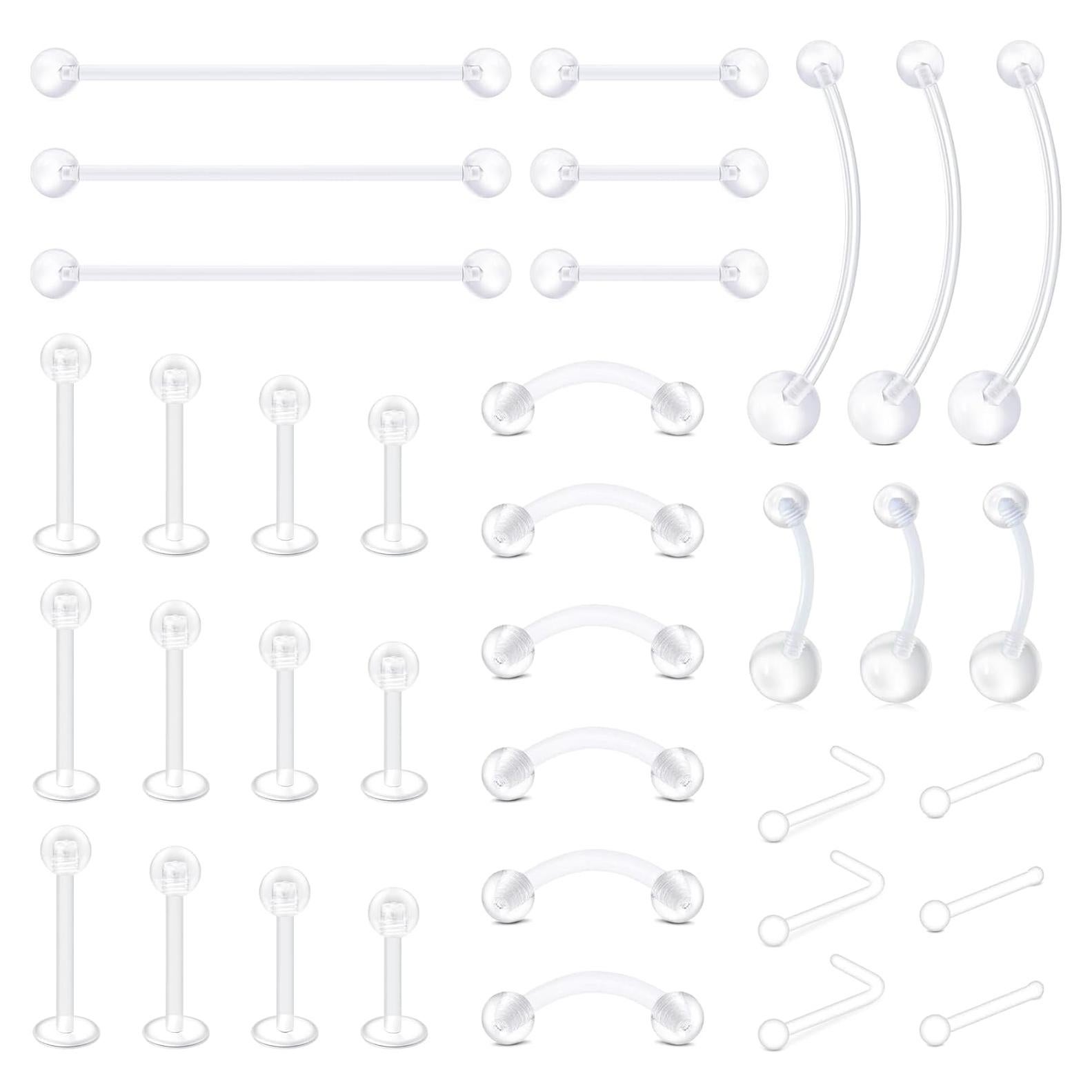 D.Bella Kit 36pcs Retenedores de Piercing Bioflex Claro