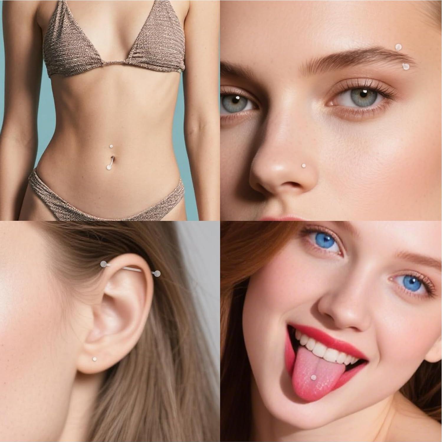 D.Bella Kit 36pcs Retenedores de Piercing Bioflex Claro