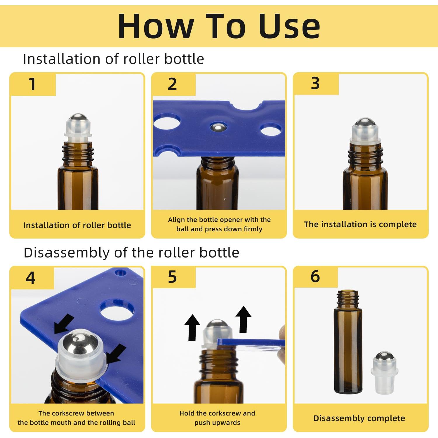 Botellas de Rodillo de Vidrio Ámbar 10ml - 6 Piezas GIVITASOT