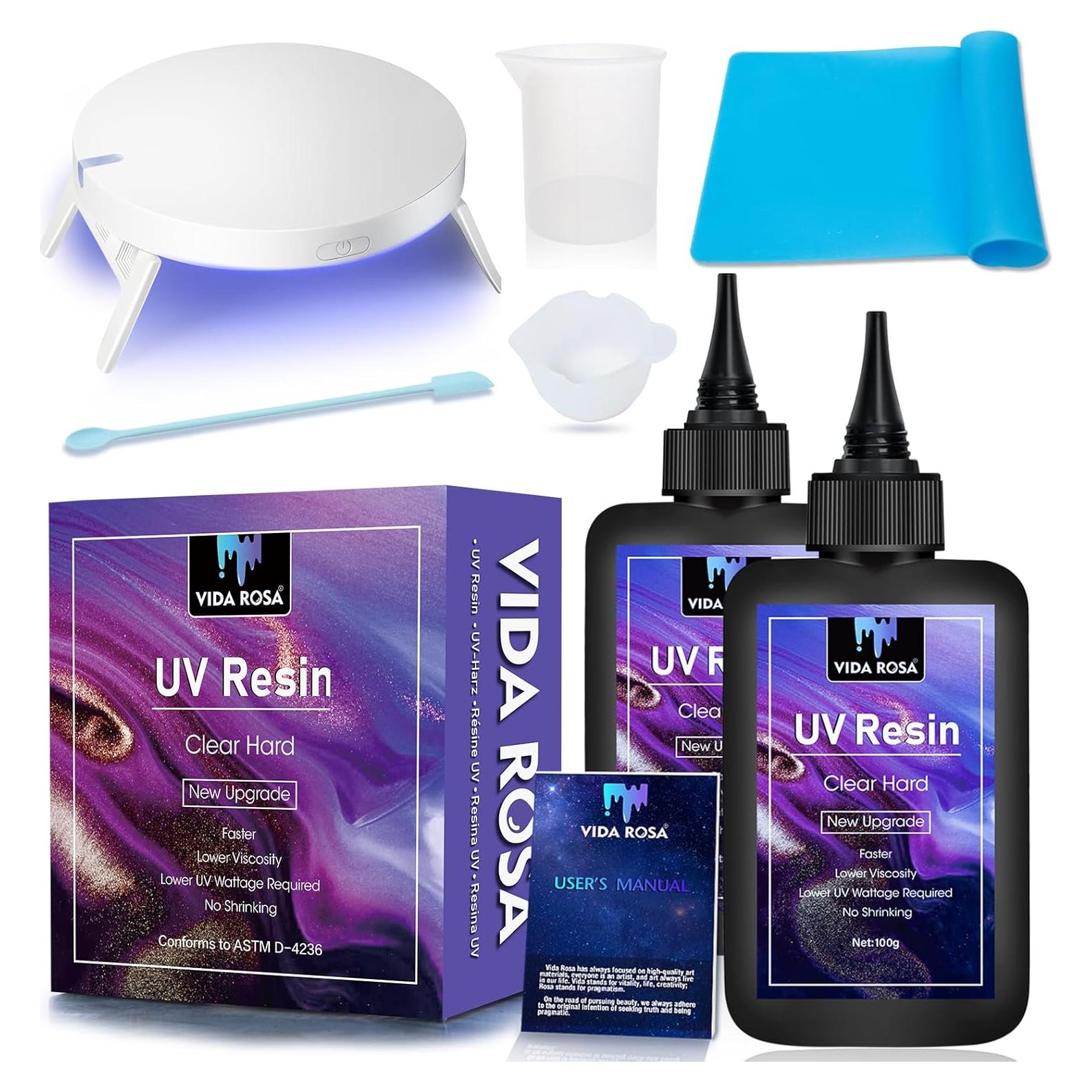 Kit de Resina UV Vida Rosa 200g con Lámpara y Accesorios