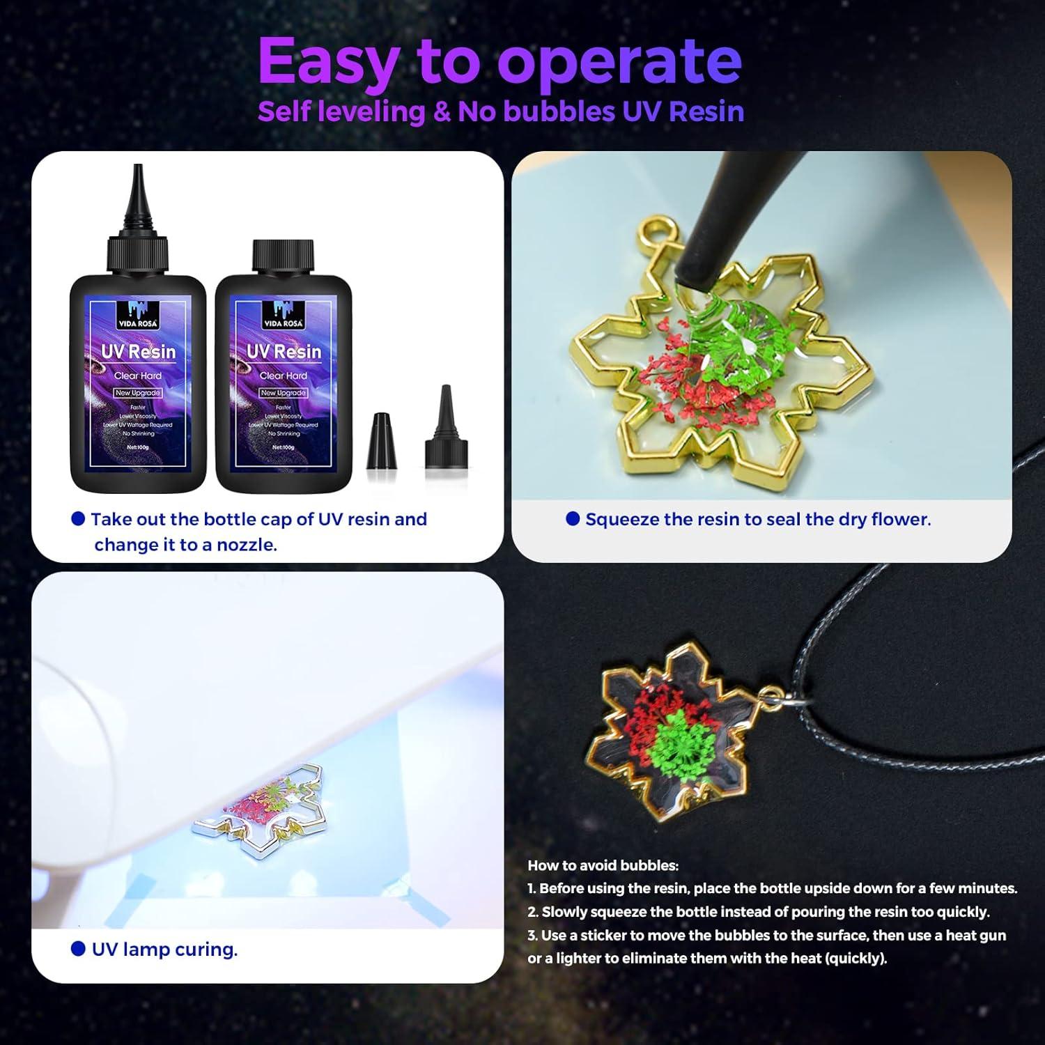 Kit de Resina UV Vida Rosa 200g con Lámpara y Accesorios