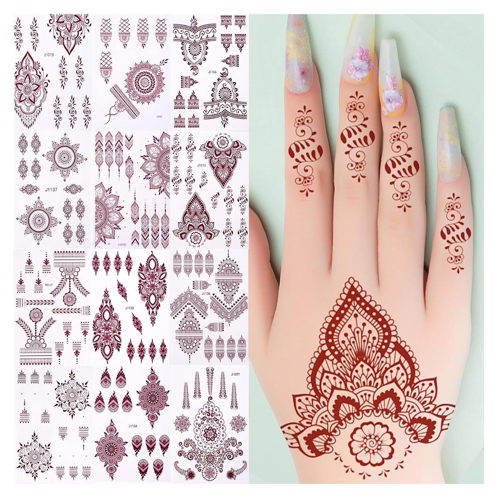 Kit de Tatuajes Temporales de Henna Proamate 12 Piezas Rojo