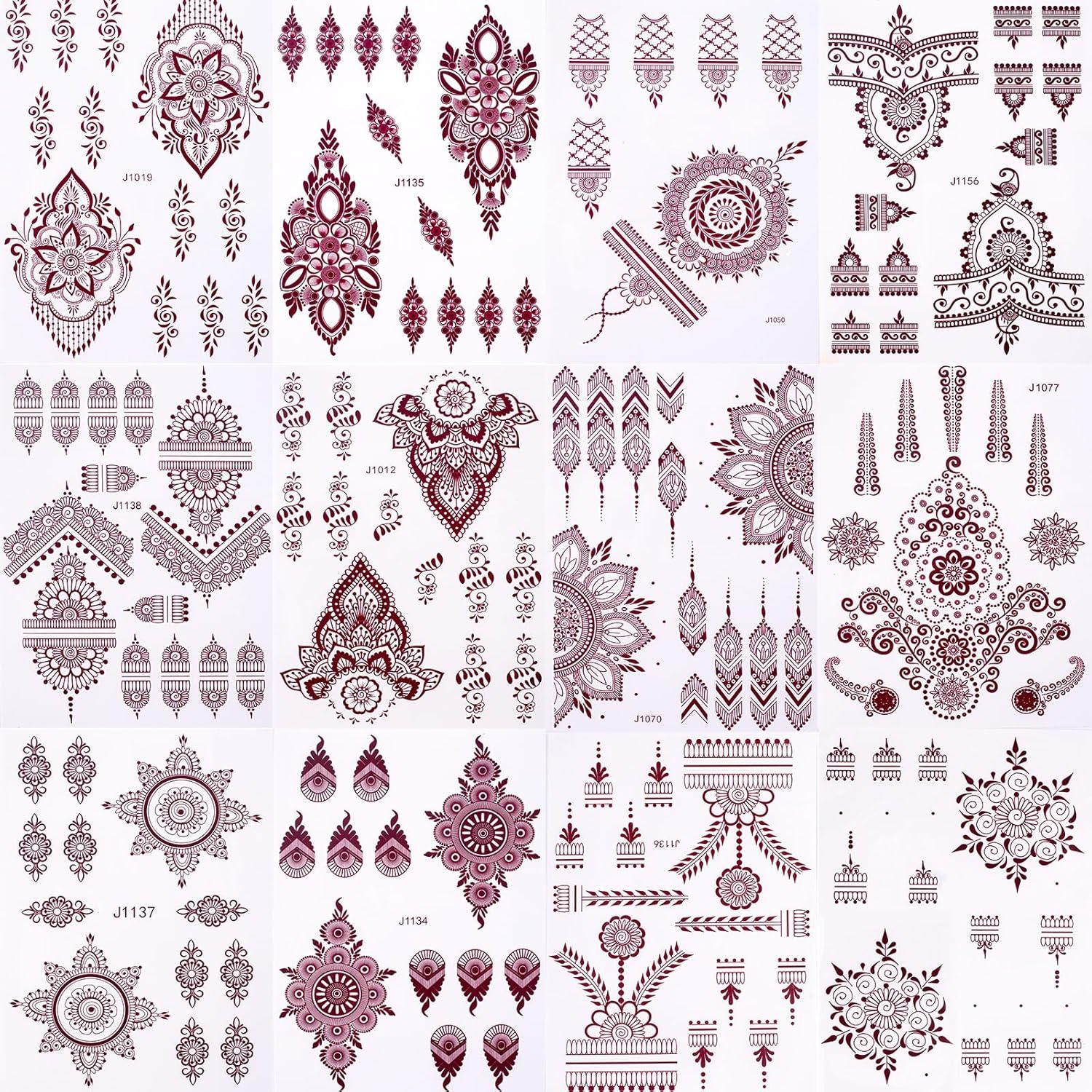 Kit de Tatuajes Temporales de Henna Proamate 12 Piezas Rojo