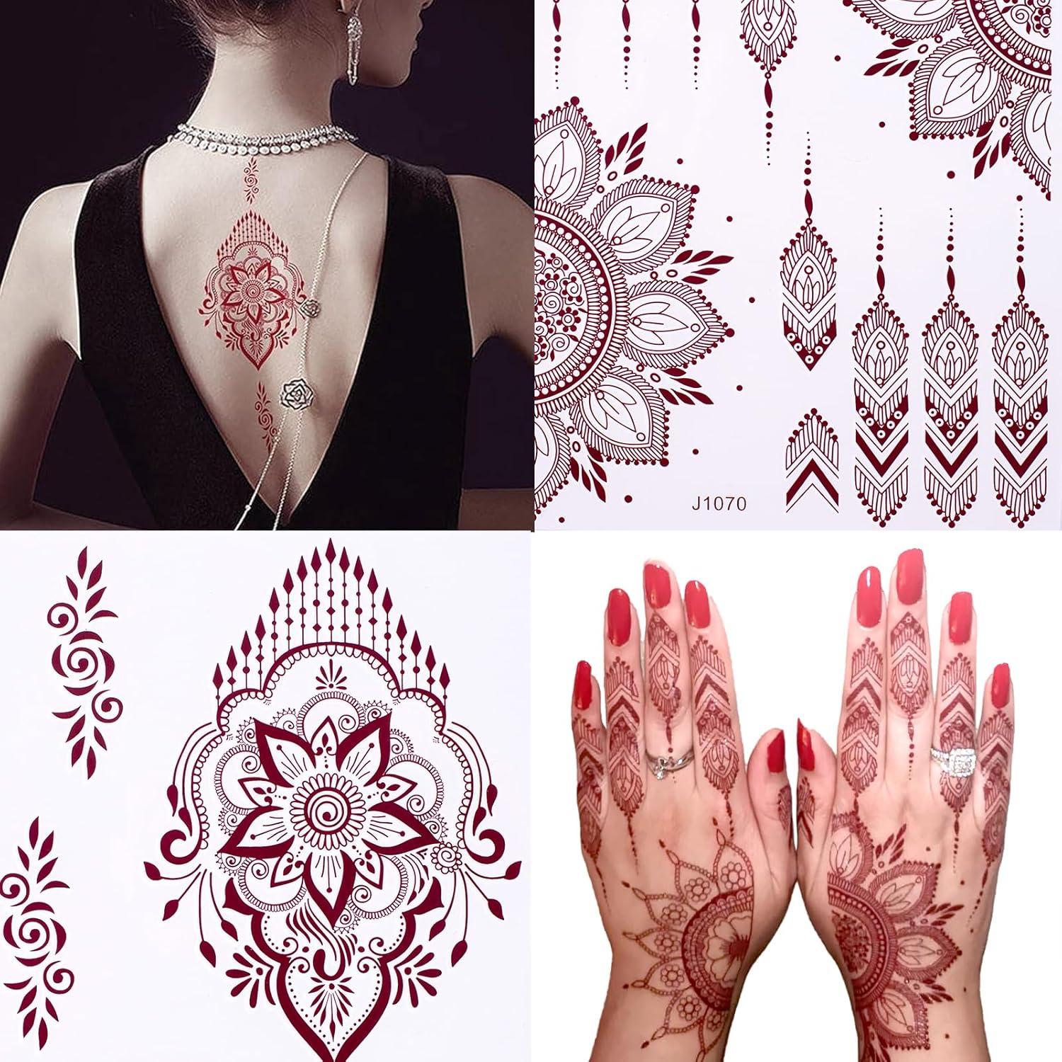 Kit de Tatuajes Temporales de Henna Proamate 12 Piezas Rojo