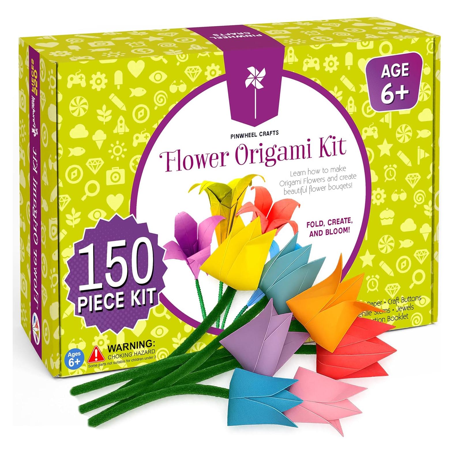 Kit de Origami de Flores Pinwheel Crafts - 150 Piezas Multicolor