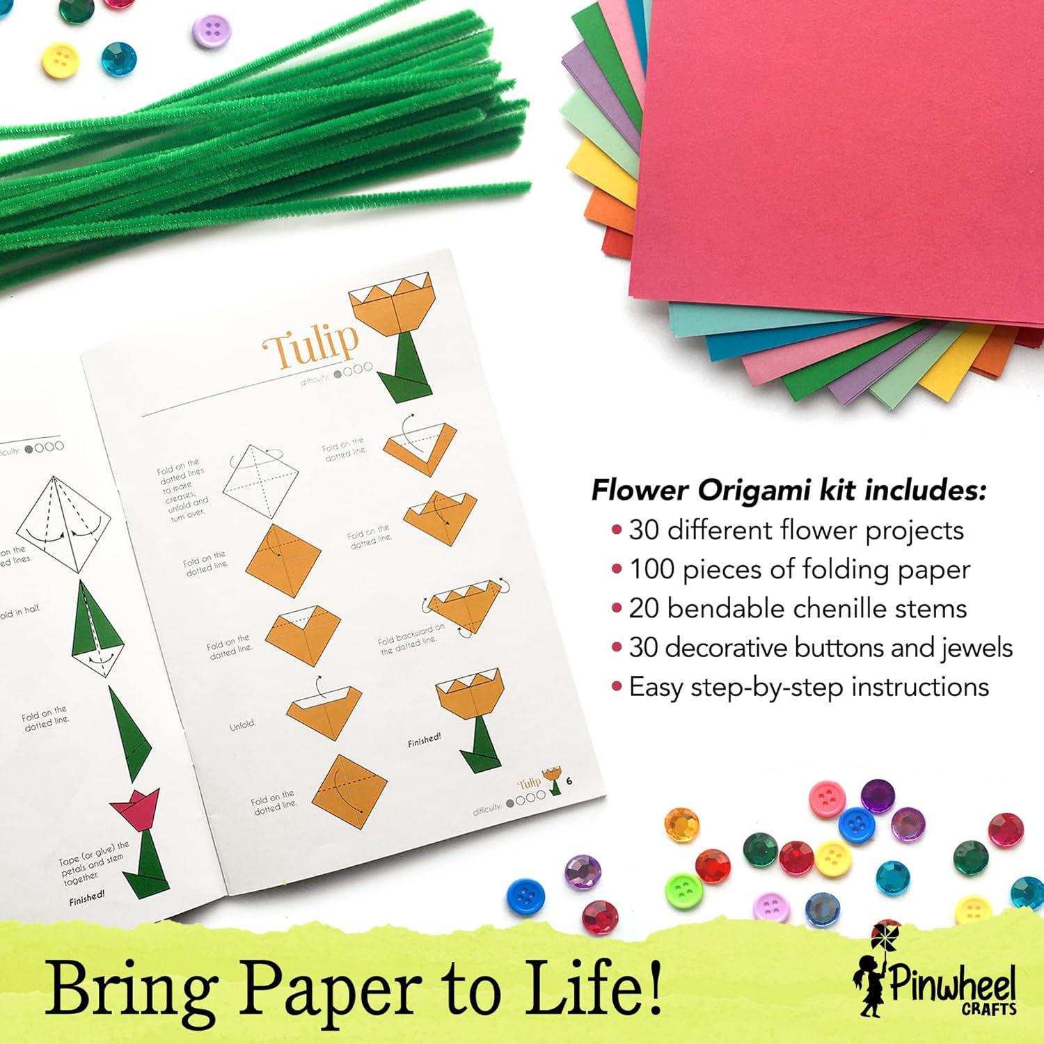 Kit de Origami de Flores Pinwheel Crafts - 150 Piezas Multicolor