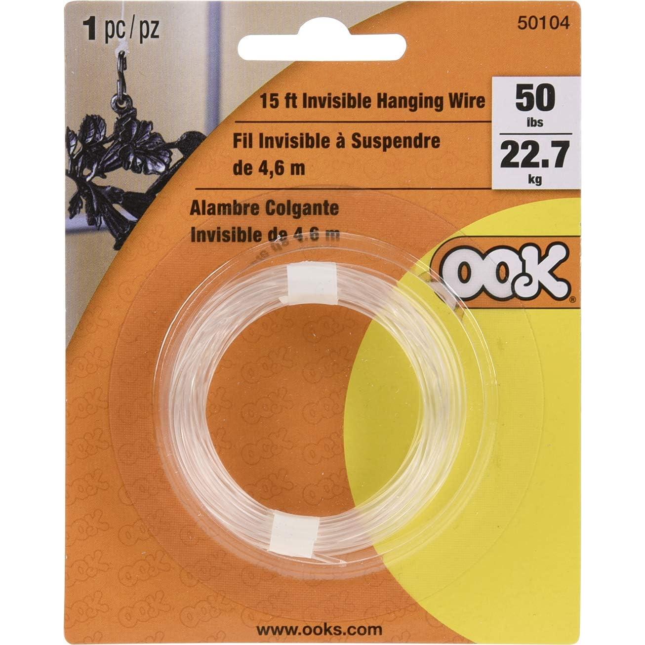 OOK Cable Invisible para Colgar 4.57 m, Soporta 22.68 kg