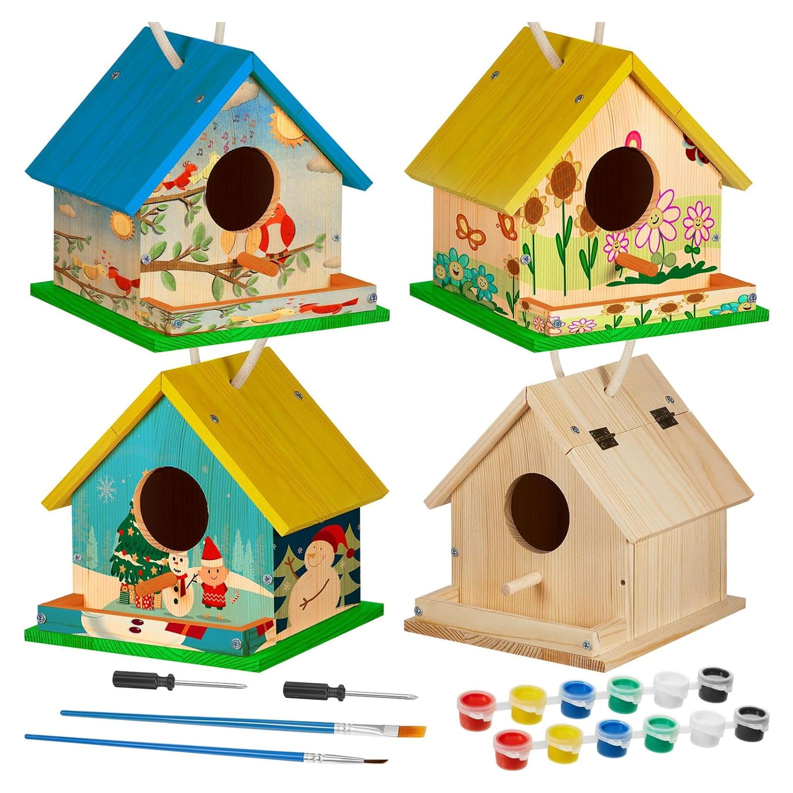 Kit Casa para Aves de Madera Liliful DIY con Pinturas y Pinceles