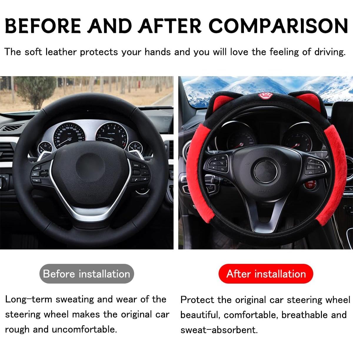 Funda de Volante Bittwee 15 Pulgadas con Orejas de Gato