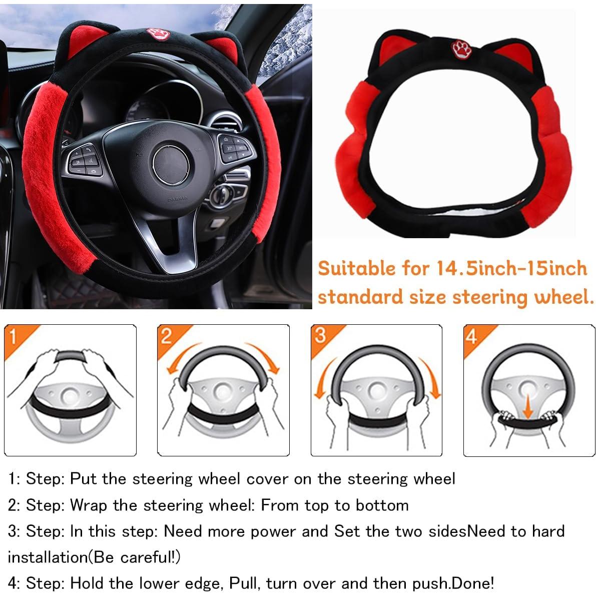 Funda de Volante Bittwee 15 Pulgadas con Orejas de Gato
